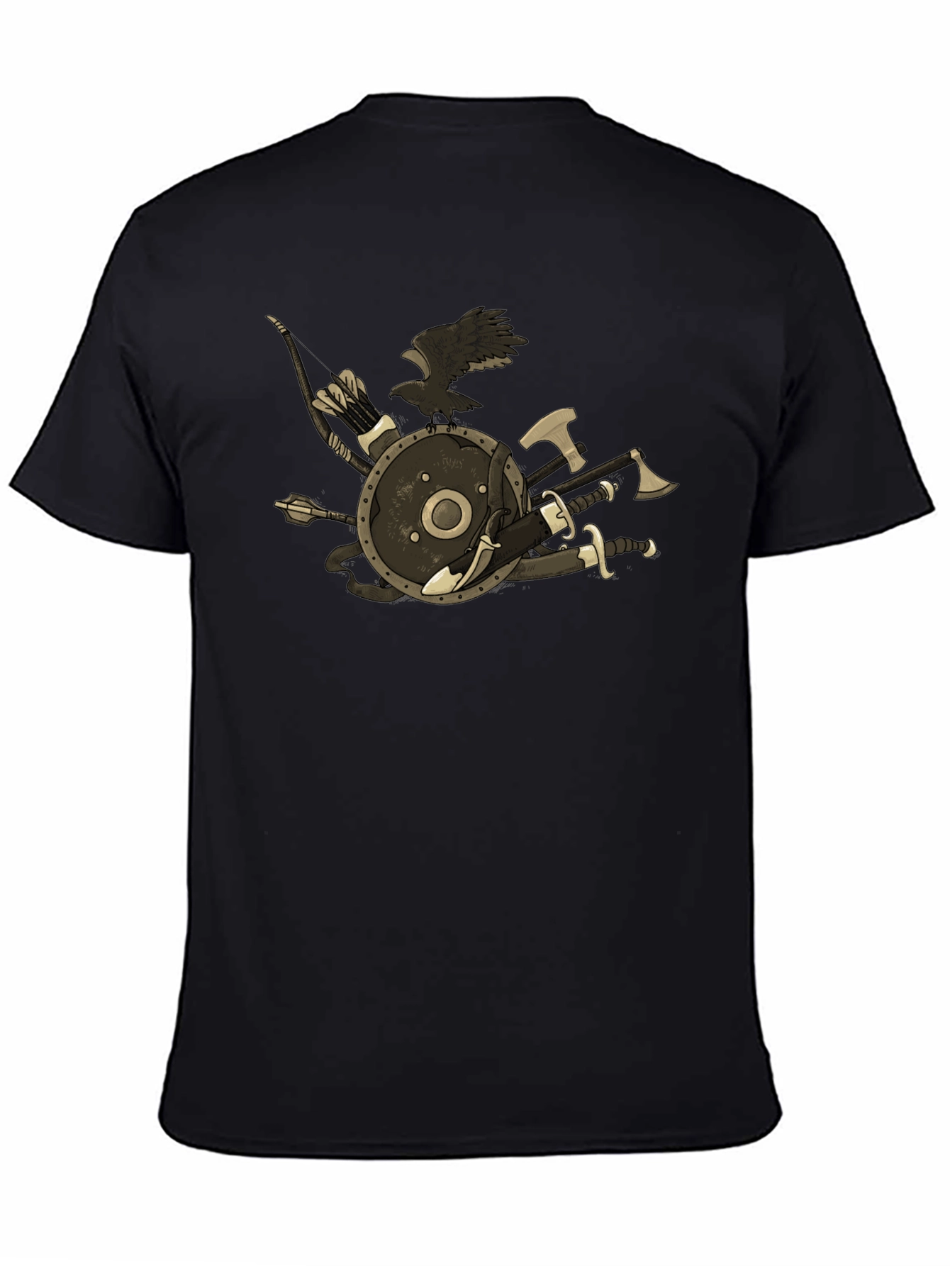 Viking Warrior T-Shirt - Raven Shield Swords