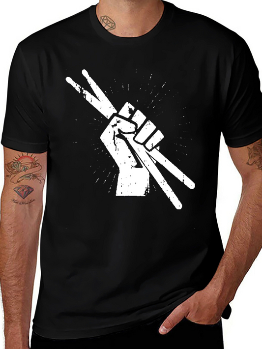 Drummer T-Shirt - Fist & Sticks - Black