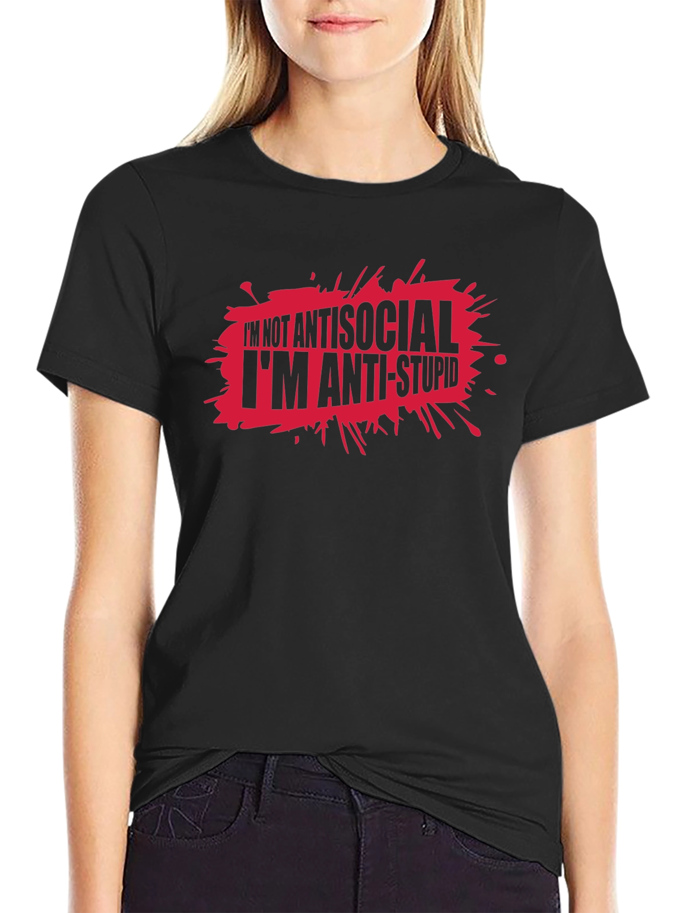 Anti-Stupid Graphic T-Shirt - Funny Slogan Tee