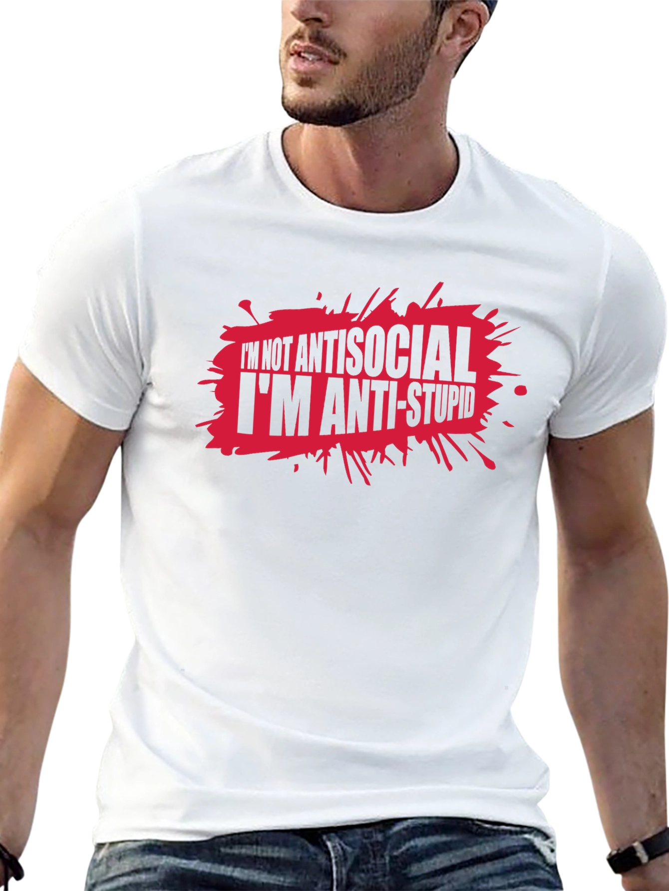 Anti-Stupid Graphic T-Shirt - Funny Slogan Tee