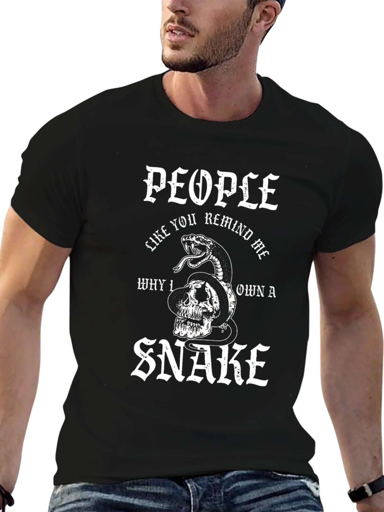 Skull Snake Graphic Black T-Shirt - Unisex