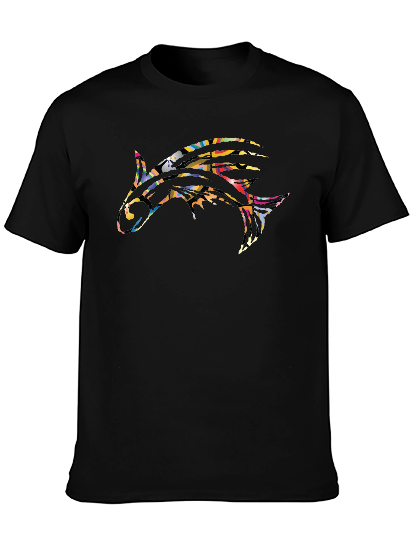 Abstract Shark Graphic Black T-Shirt