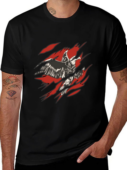 Ripped Eagle Graphic Tee - Black