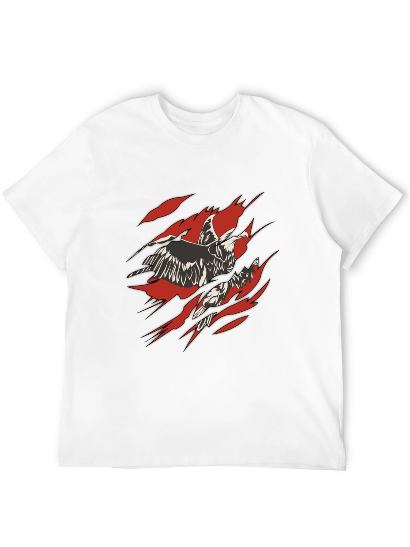 Ripped Eagle Graphic Tee - Black