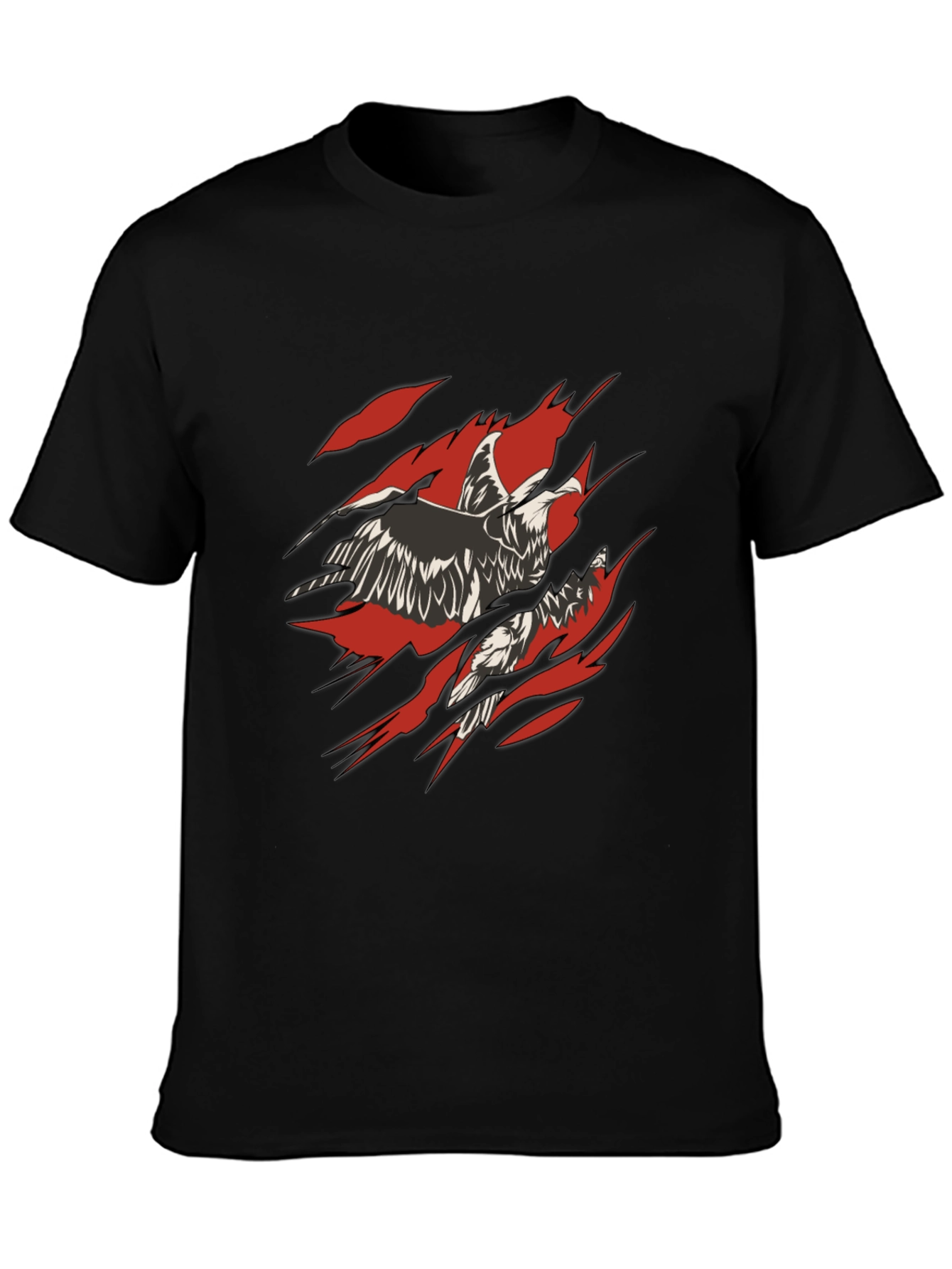 Ripped Eagle Graphic Tee - Black