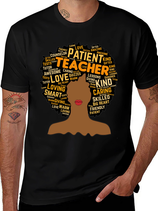 Teacher Word Art T-Shirt - Black
