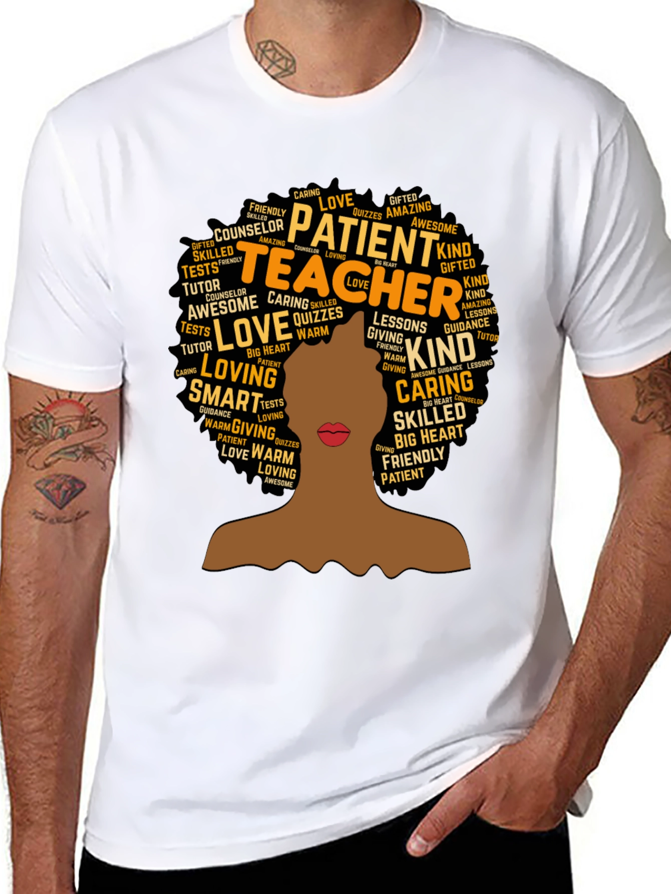 Teacher Word Art T-Shirt - Black