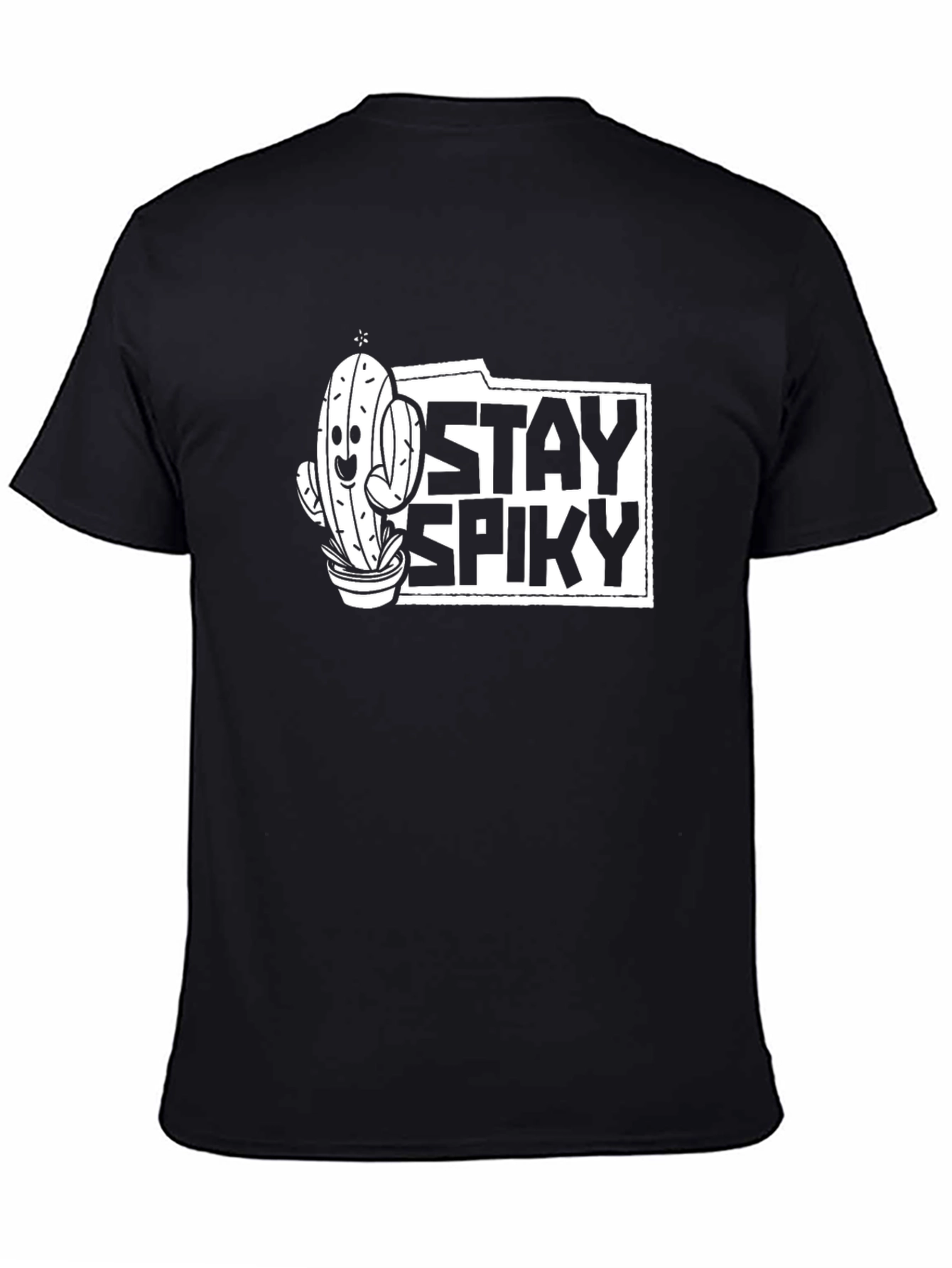 Stay Spiky Cactus Graphic Tee - Black Cotton T-Shirt