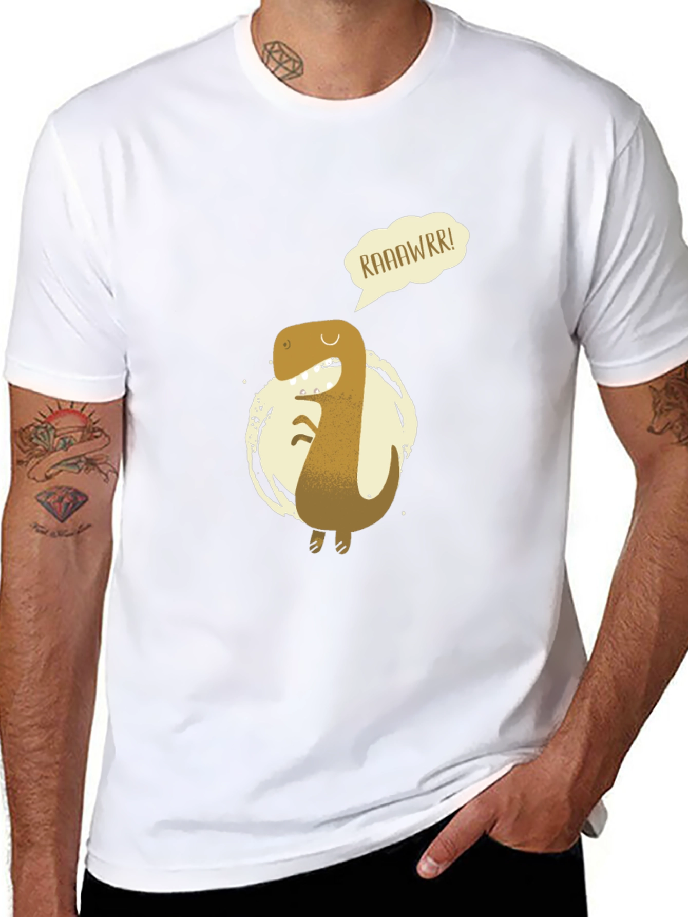 Roaring Dino Graphic Tee - Black Cotton T-Shirt