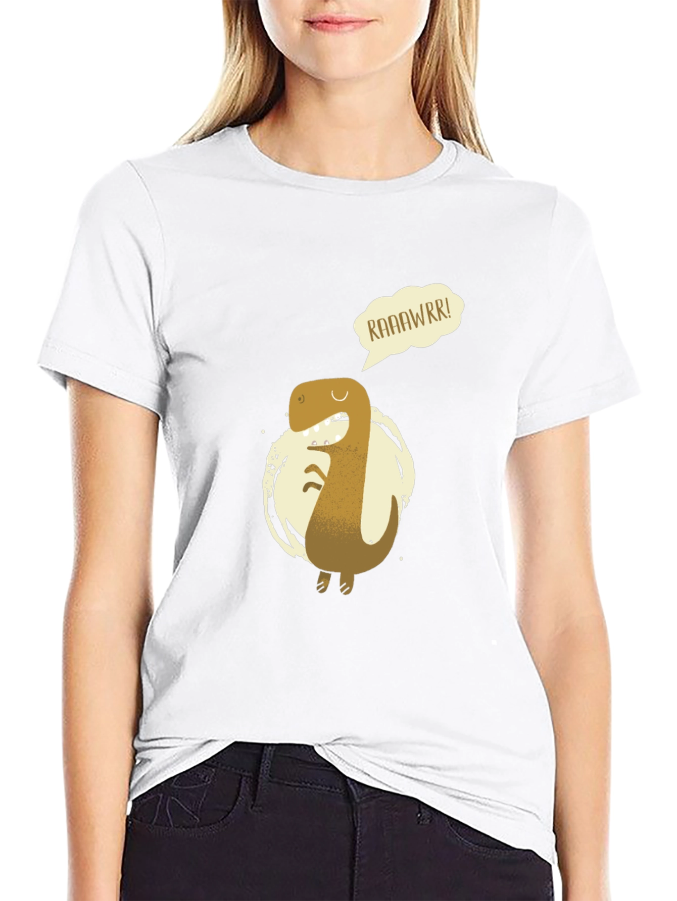 Roaring Dino Graphic Tee - Black Cotton T-Shirt