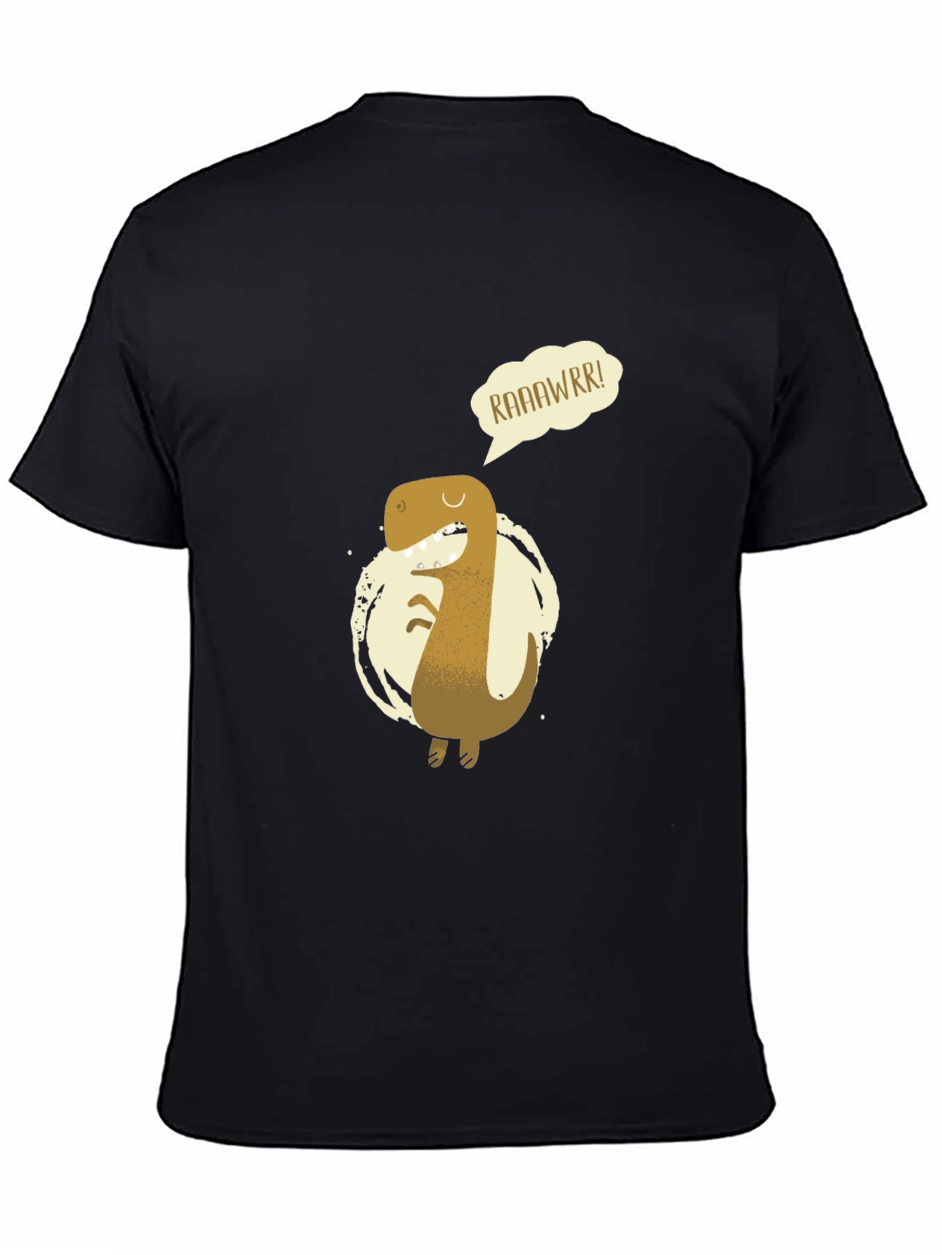 Roaring Dino Graphic Tee - Black Cotton T-Shirt