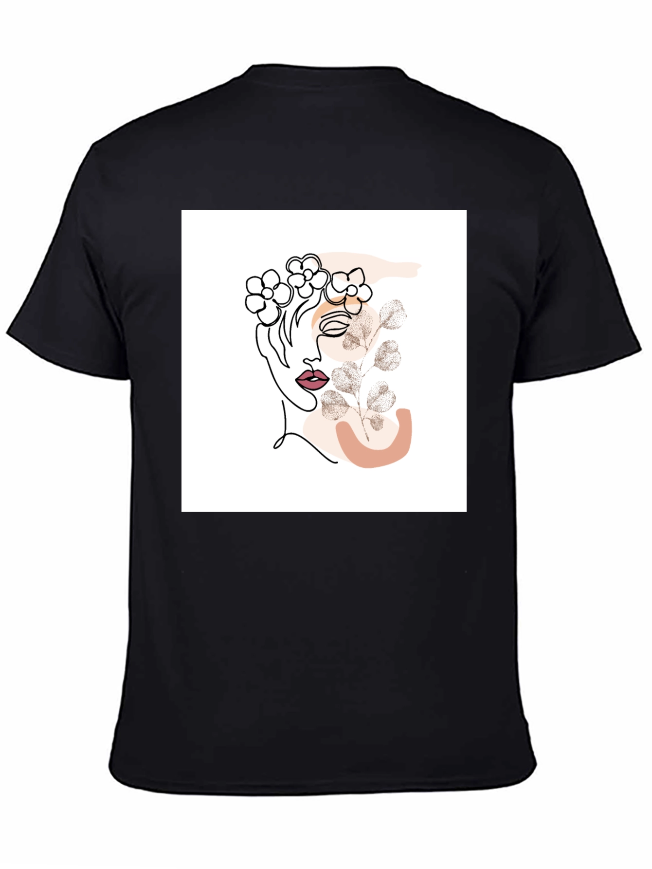 Abstract Floral Woman Graphic Black T-Shirt
