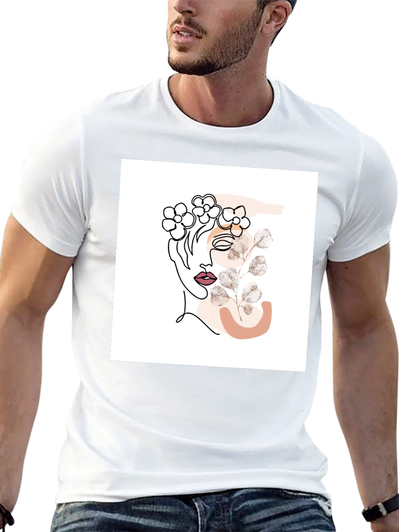 Abstract Floral Woman Graphic Black T-Shirt