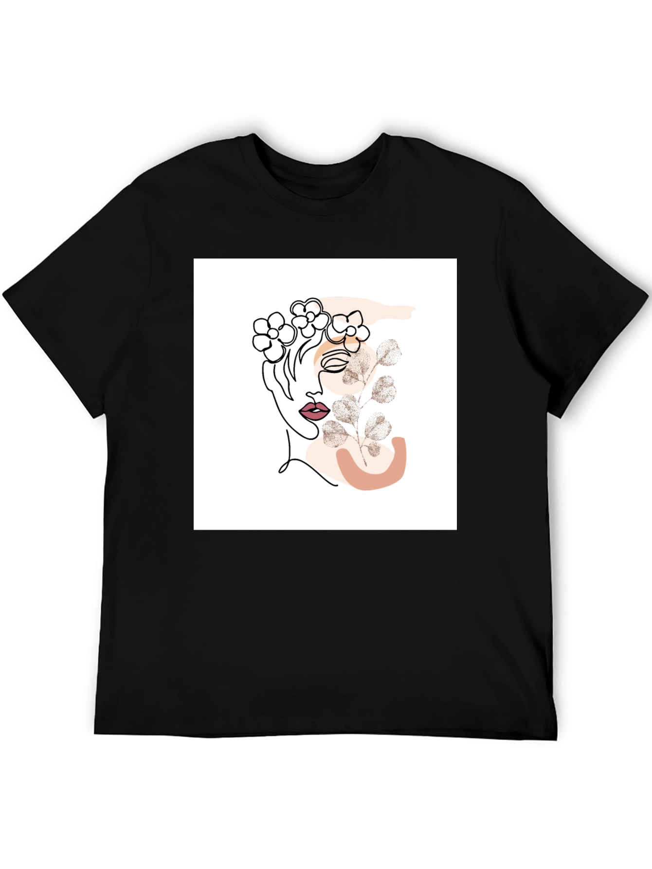 Abstract Floral Woman Graphic Black T-Shirt