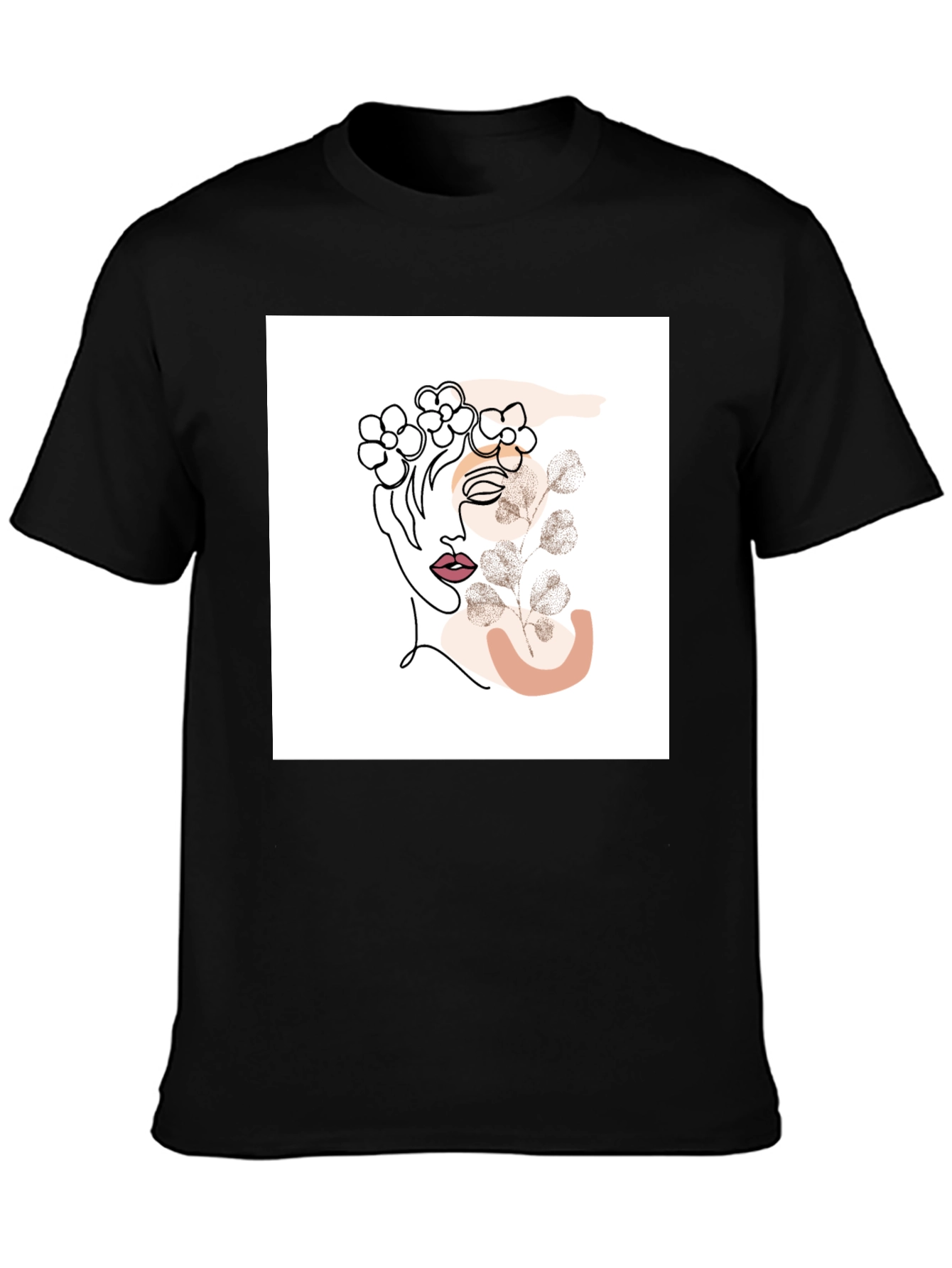 Abstract Floral Woman Graphic Black T-Shirt