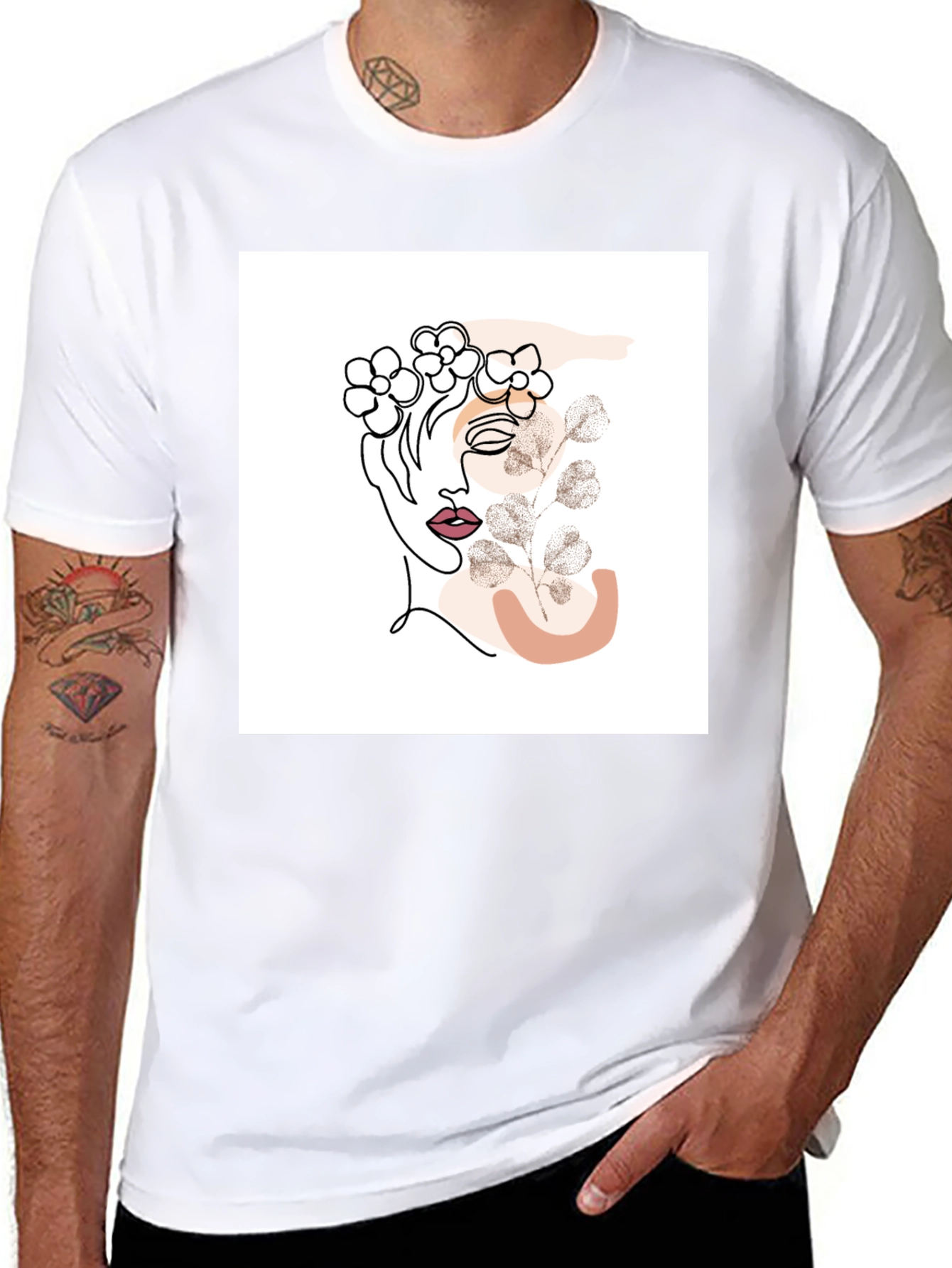 Abstract Floral Woman Graphic Black T-Shirt