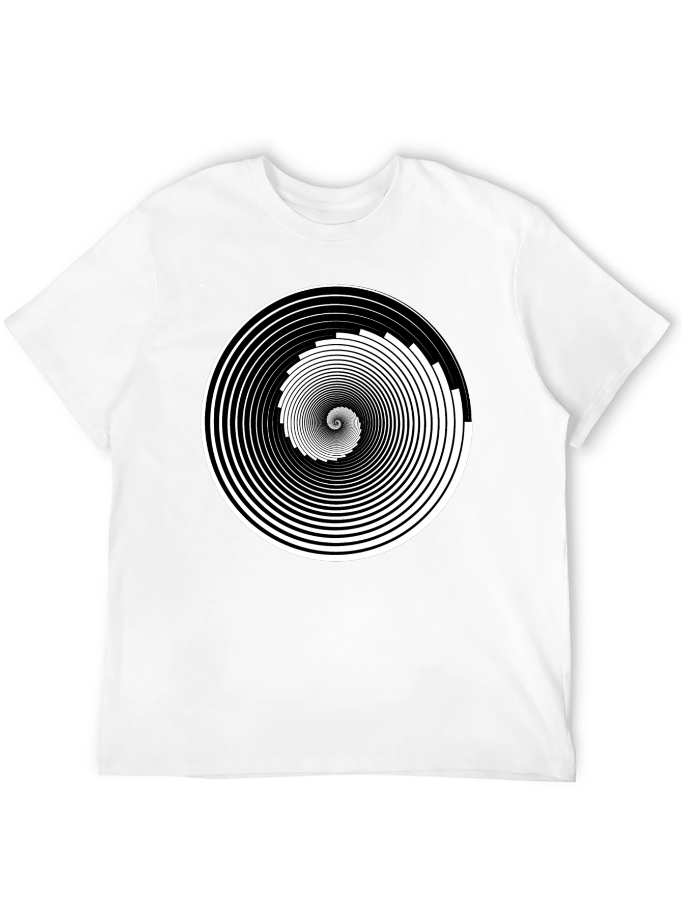 Hypnotic Spiral Graphic Tee - Black Cotton Crew Neck