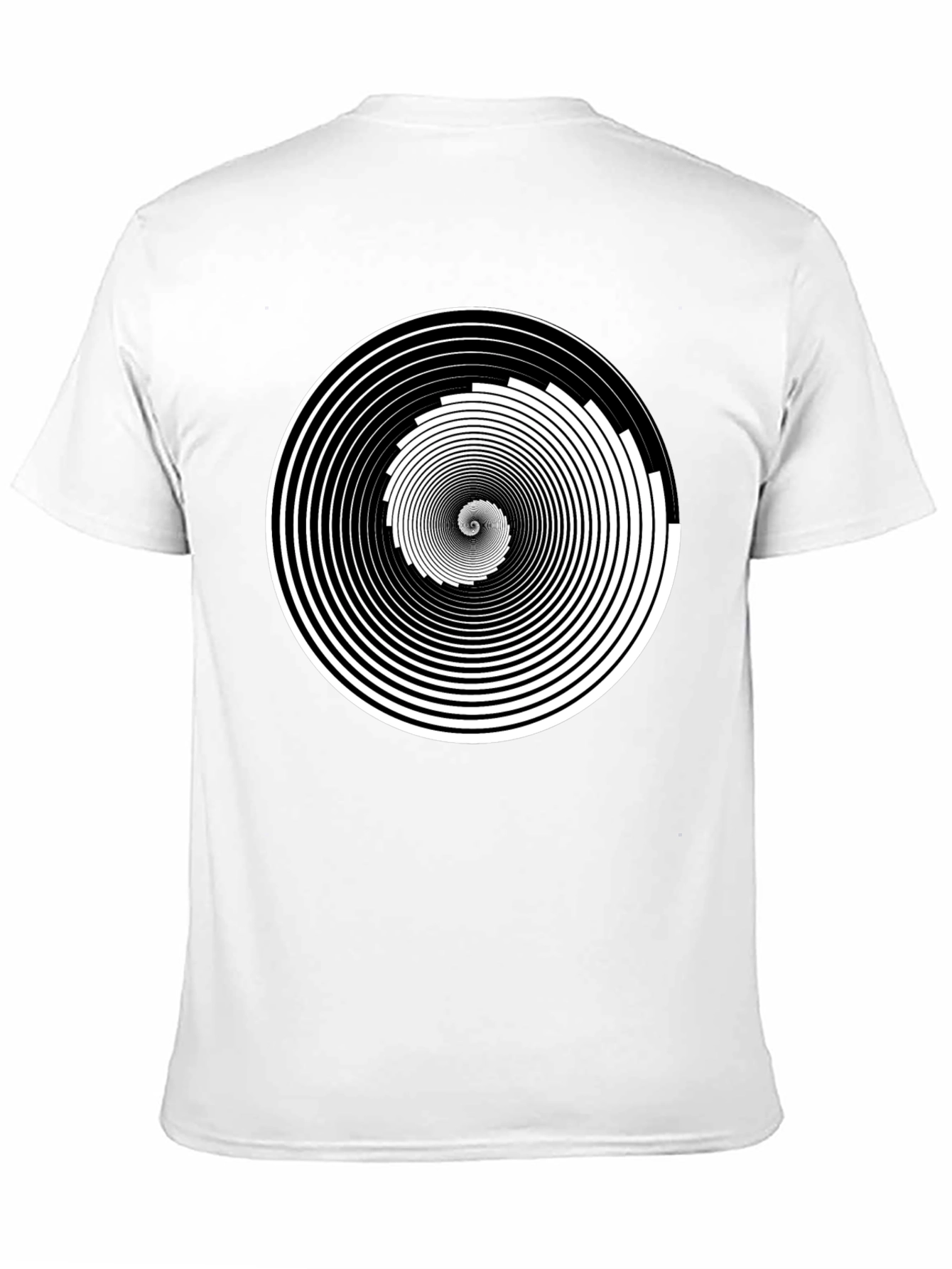 Hypnotic Spiral Graphic Tee - Black Cotton Crew Neck