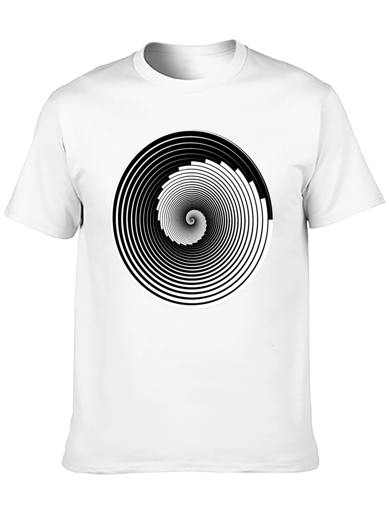 Hypnotic Spiral Graphic Tee - Black Cotton Crew Neck