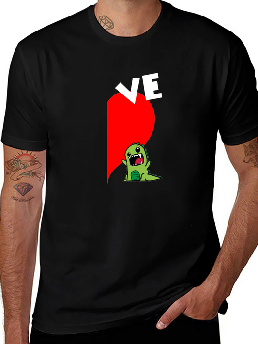 Couples Love Dino Black Graphic Tee