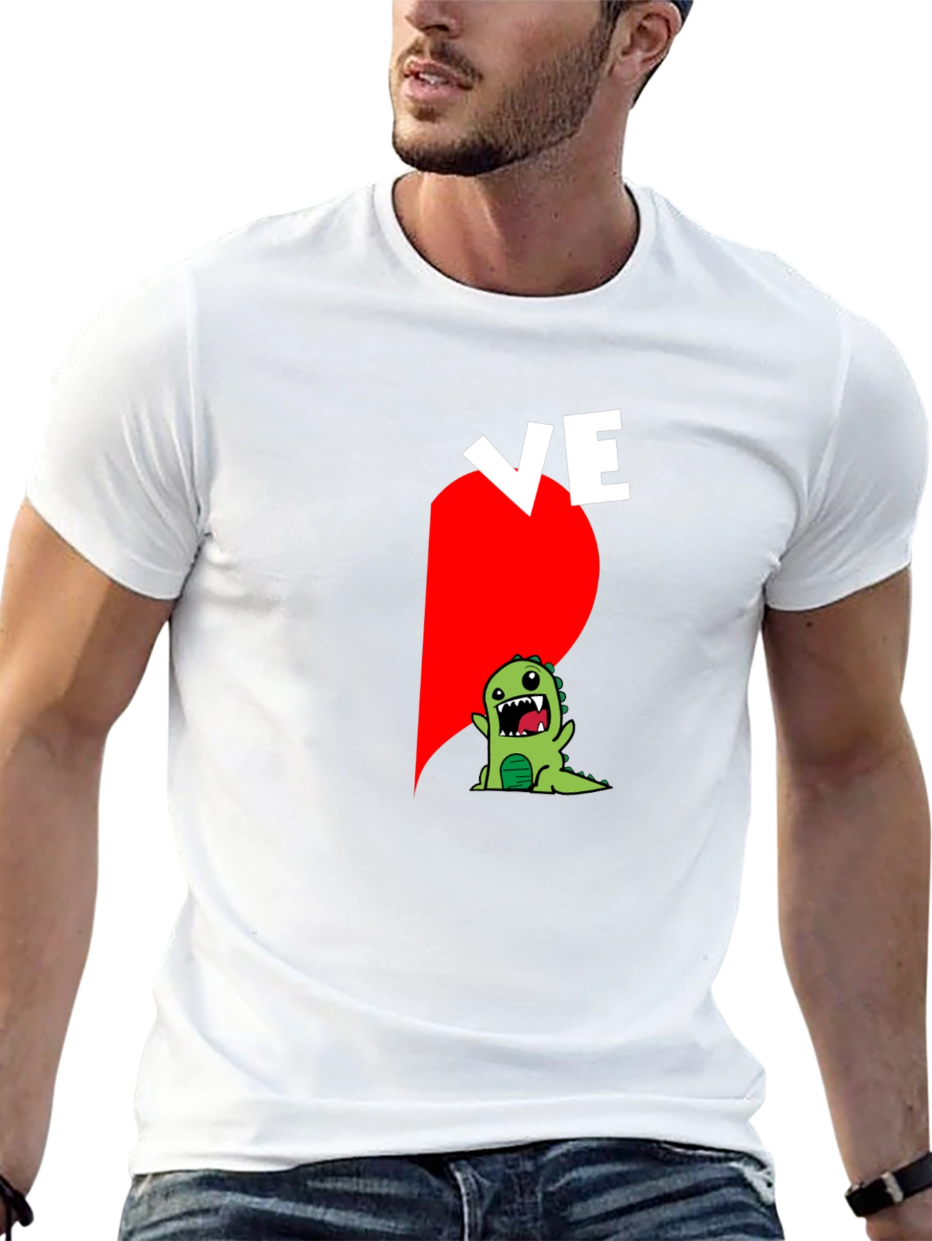Couples Love Dino Black Graphic Tee