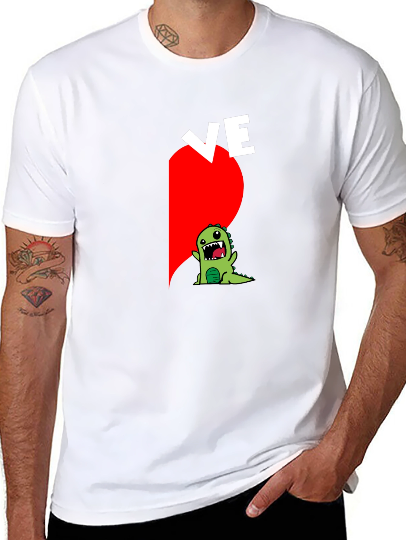 Couples Love Dino Black Graphic Tee