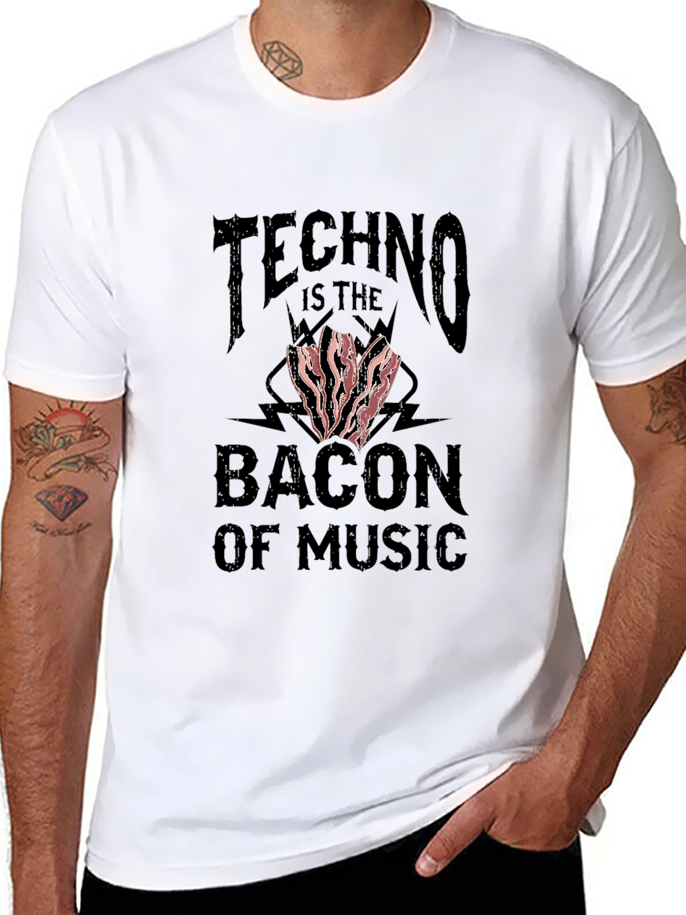 Techno Bacon of Music Graphic T-Shirt