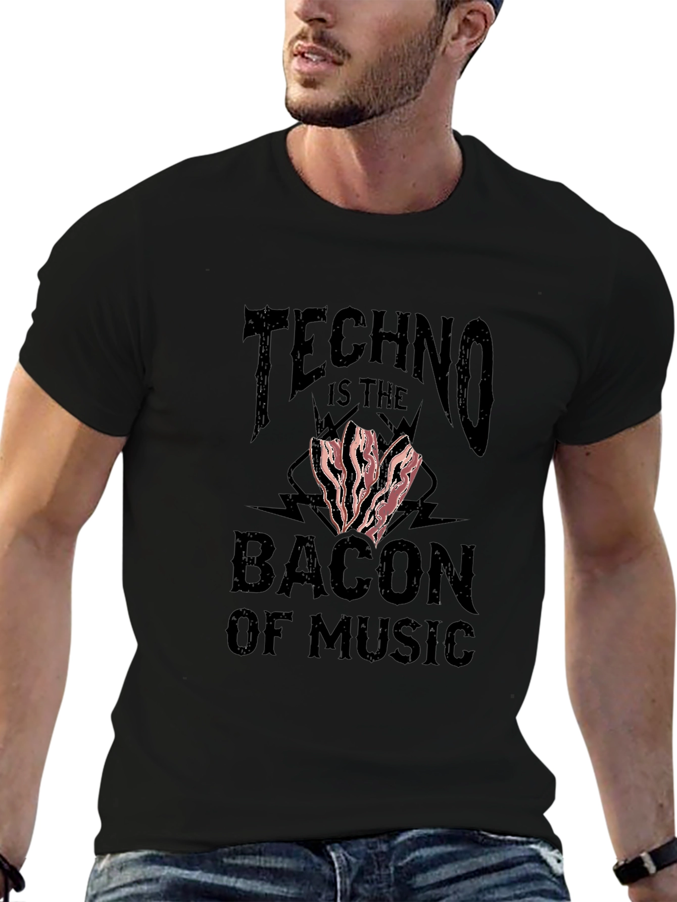 Techno Bacon of Music Graphic T-Shirt