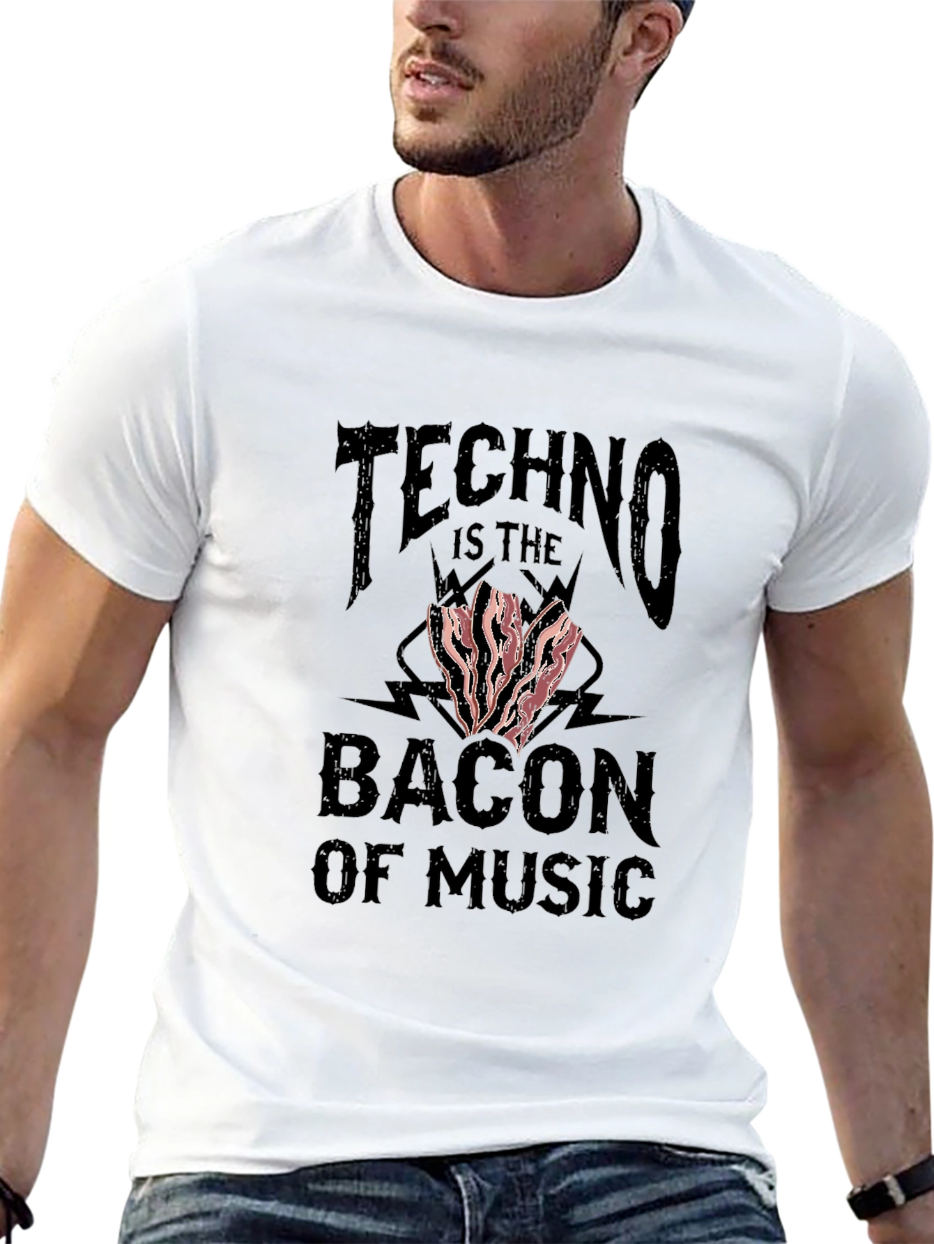 Techno Bacon of Music Graphic T-Shirt