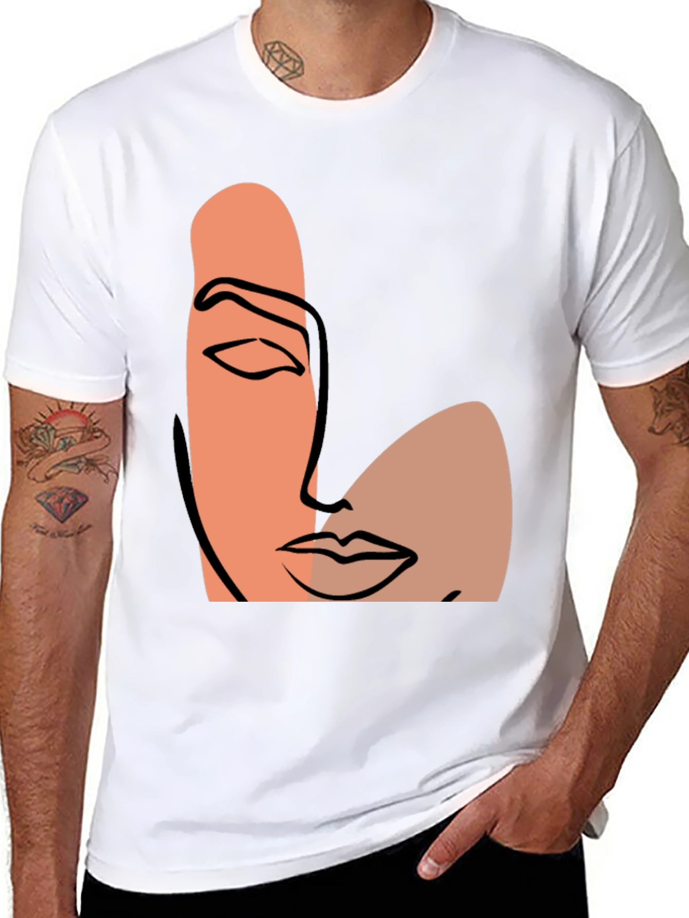 Abstract Face Graphic Tee - Modern Art Shirt