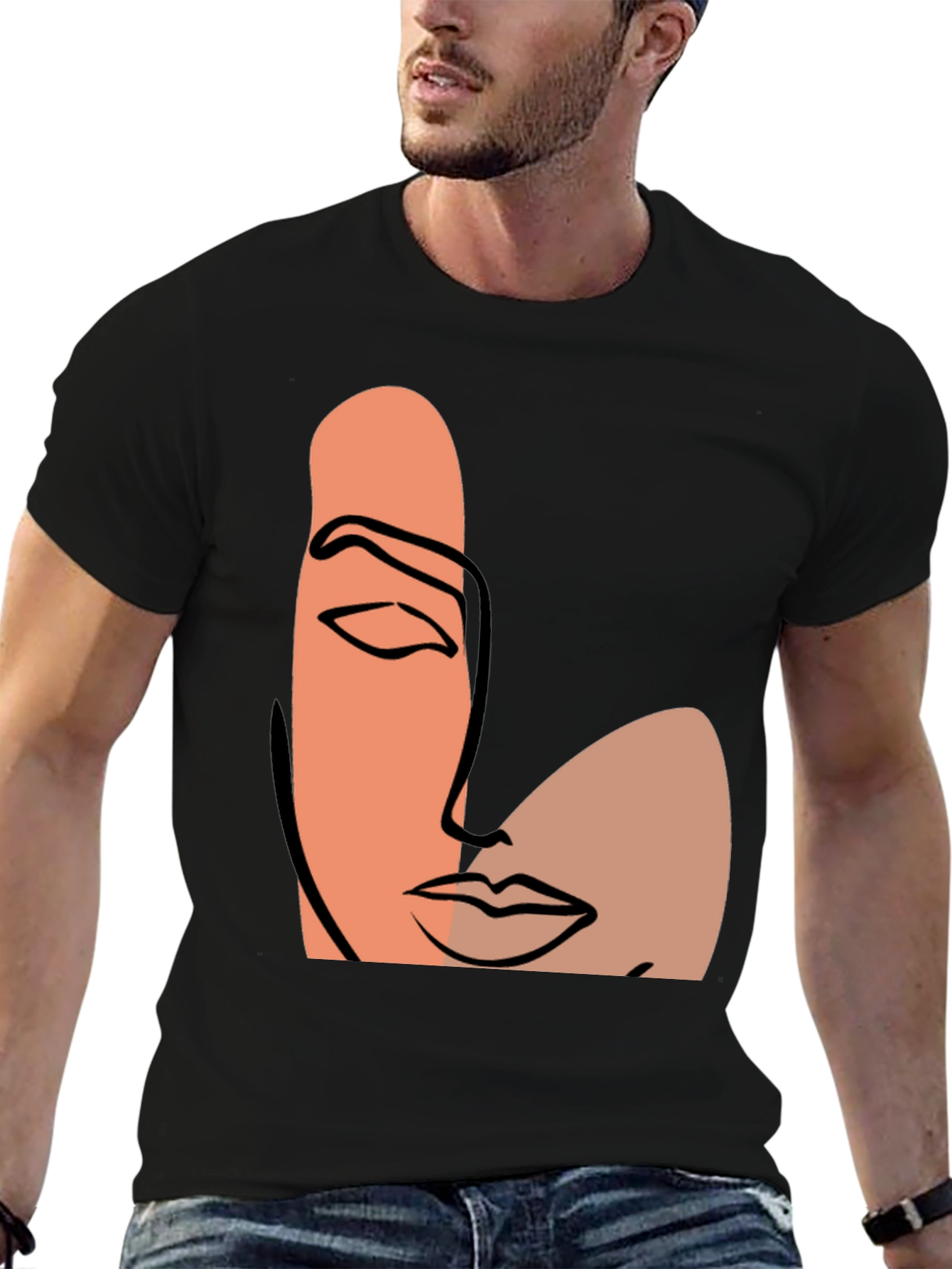 Abstract Face Graphic Tee - Modern Art Shirt