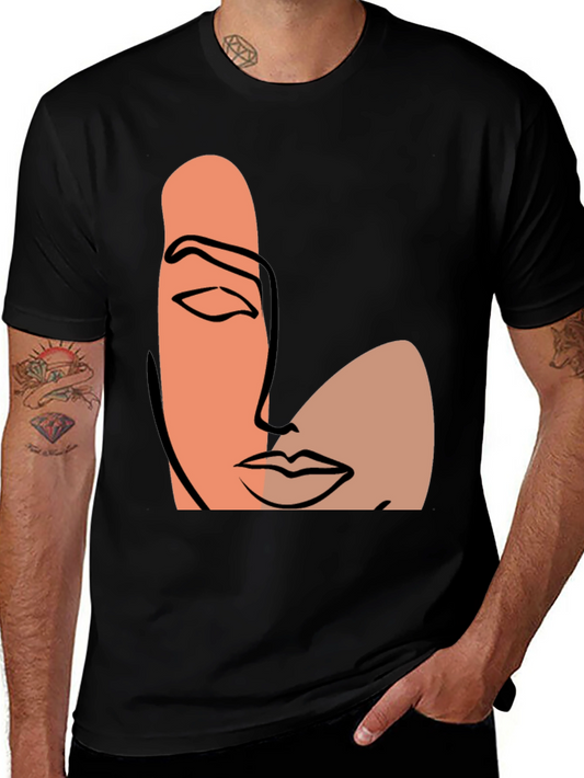 Abstract Face Graphic Tee - Modern Art Shirt