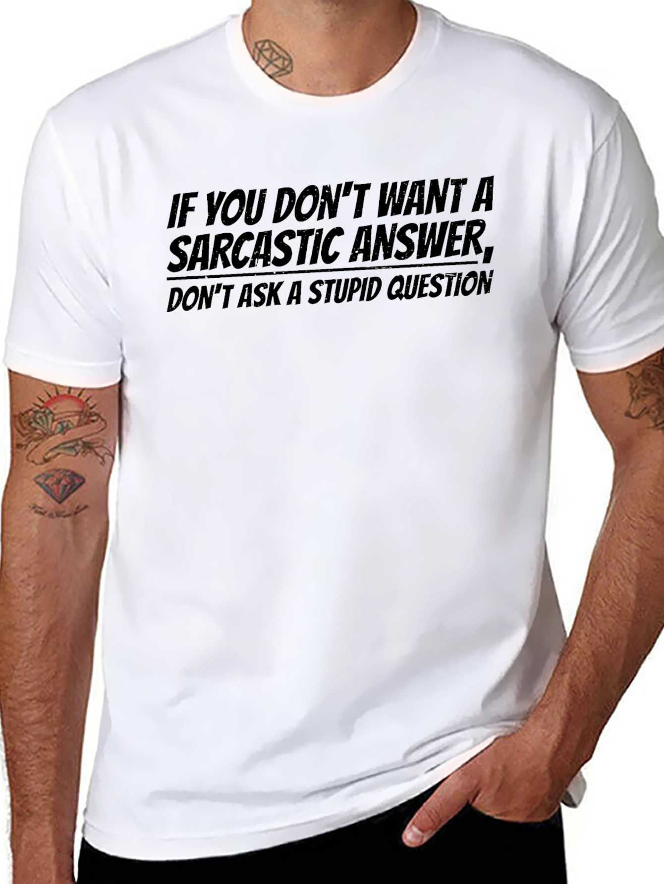 Sarcastic Answer Tee - Mens Black Graphic T-Shirt