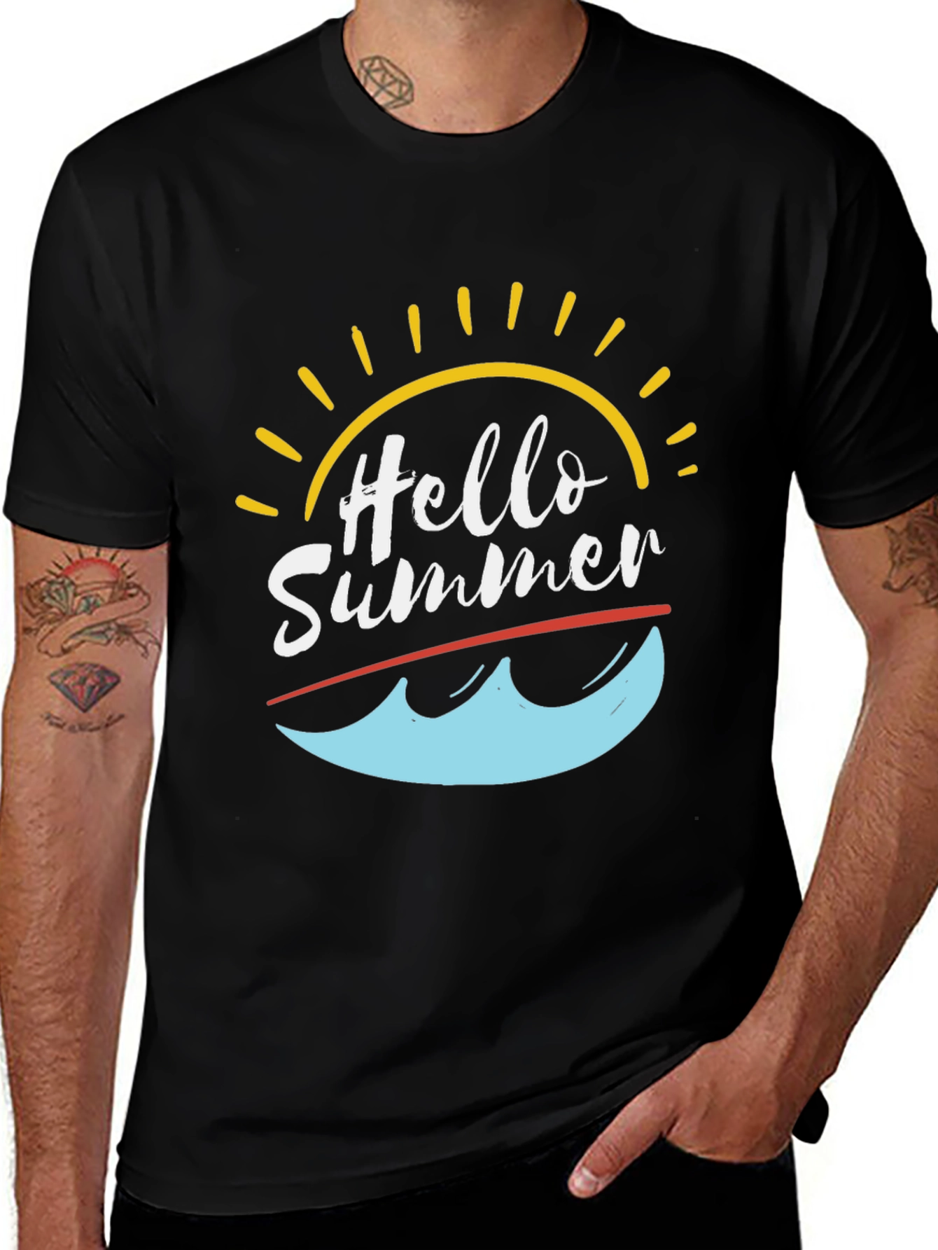 Hello Summer T-Shirt - Black Graphic Tee