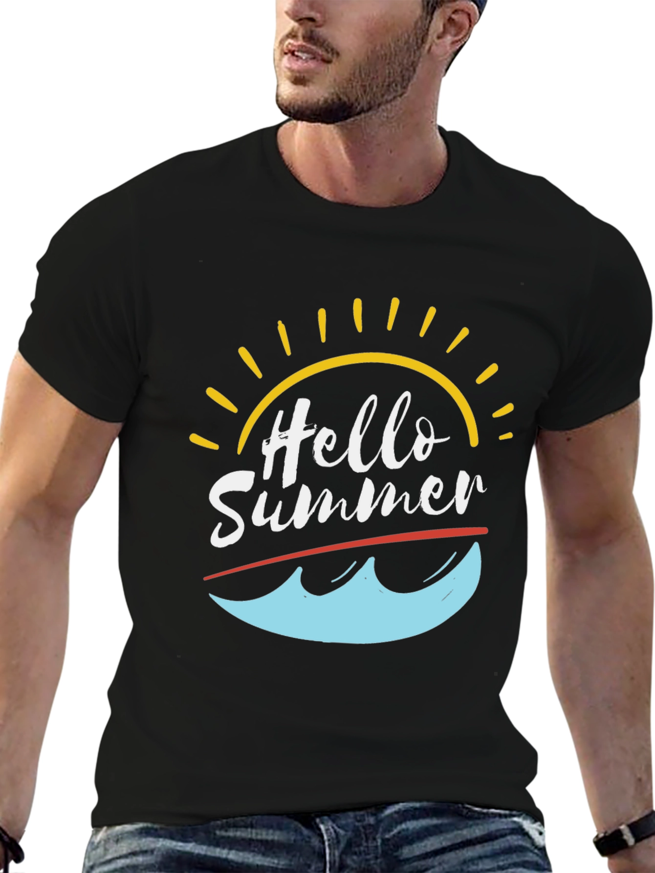 Hello Summer T-Shirt - Black Graphic Tee