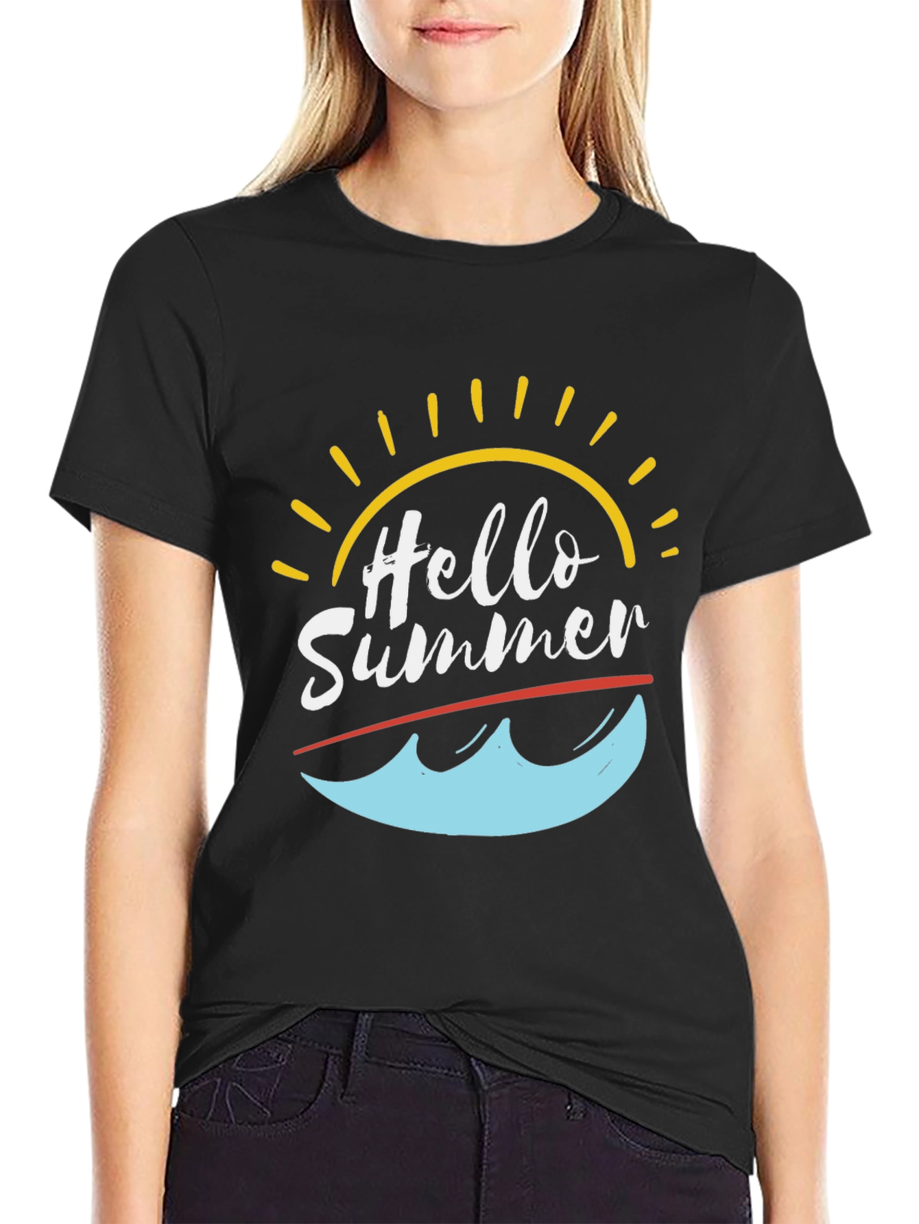 Hello Summer T-Shirt - Black Graphic Tee