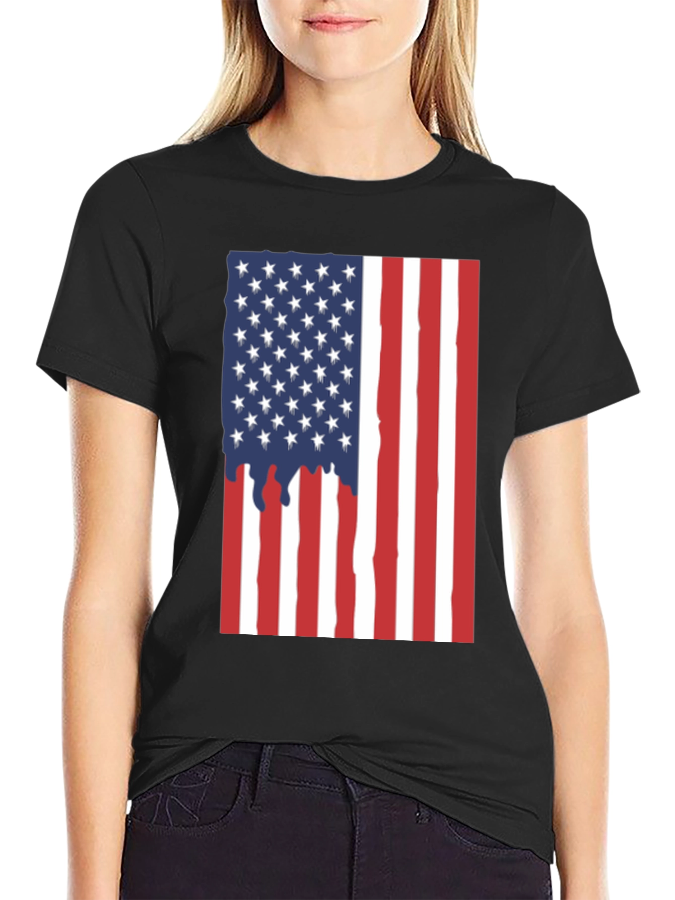 American Flag Dripping T-Shirt - Patriotic USA Pride Tee
