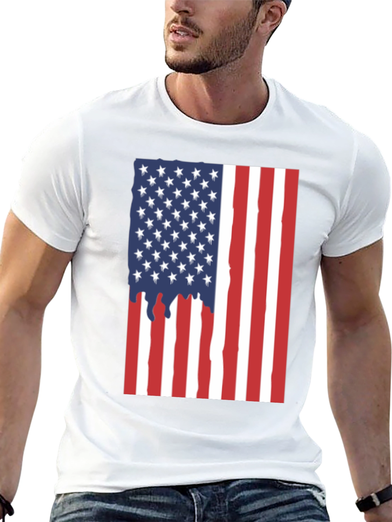 American Flag Dripping T-Shirt - Patriotic USA Pride Tee