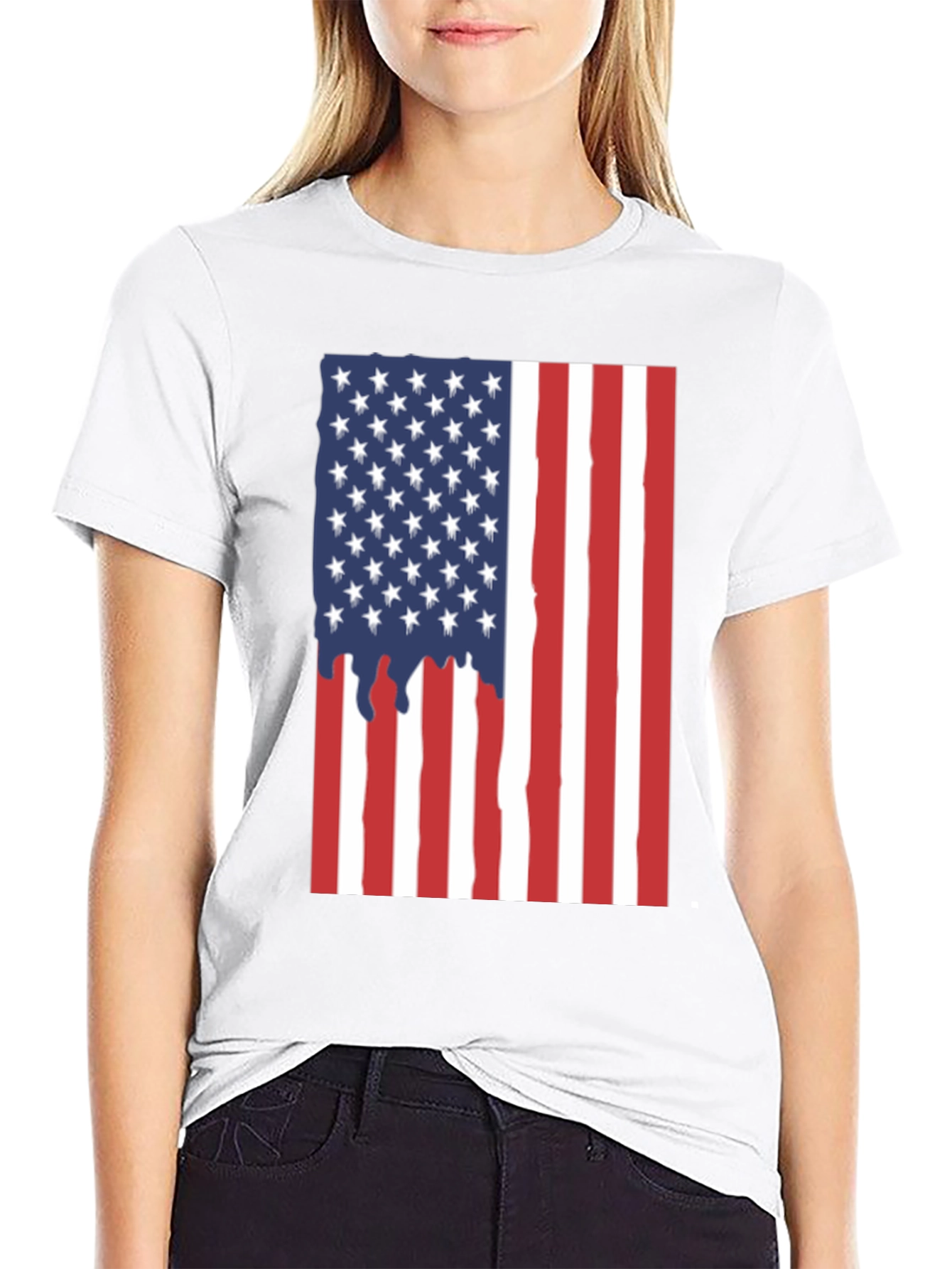 American Flag Dripping T-Shirt - Patriotic USA Pride Tee