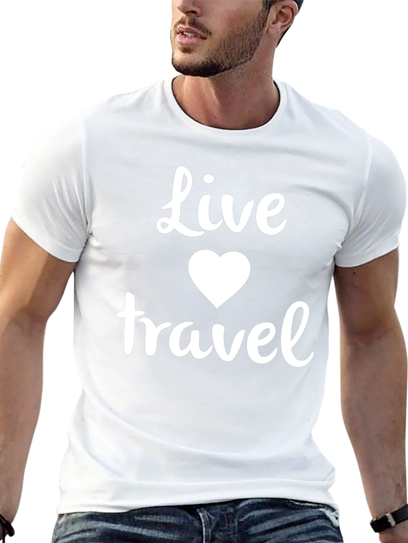 Live Travel Heart T-Shirt - Soft Cotton Tee