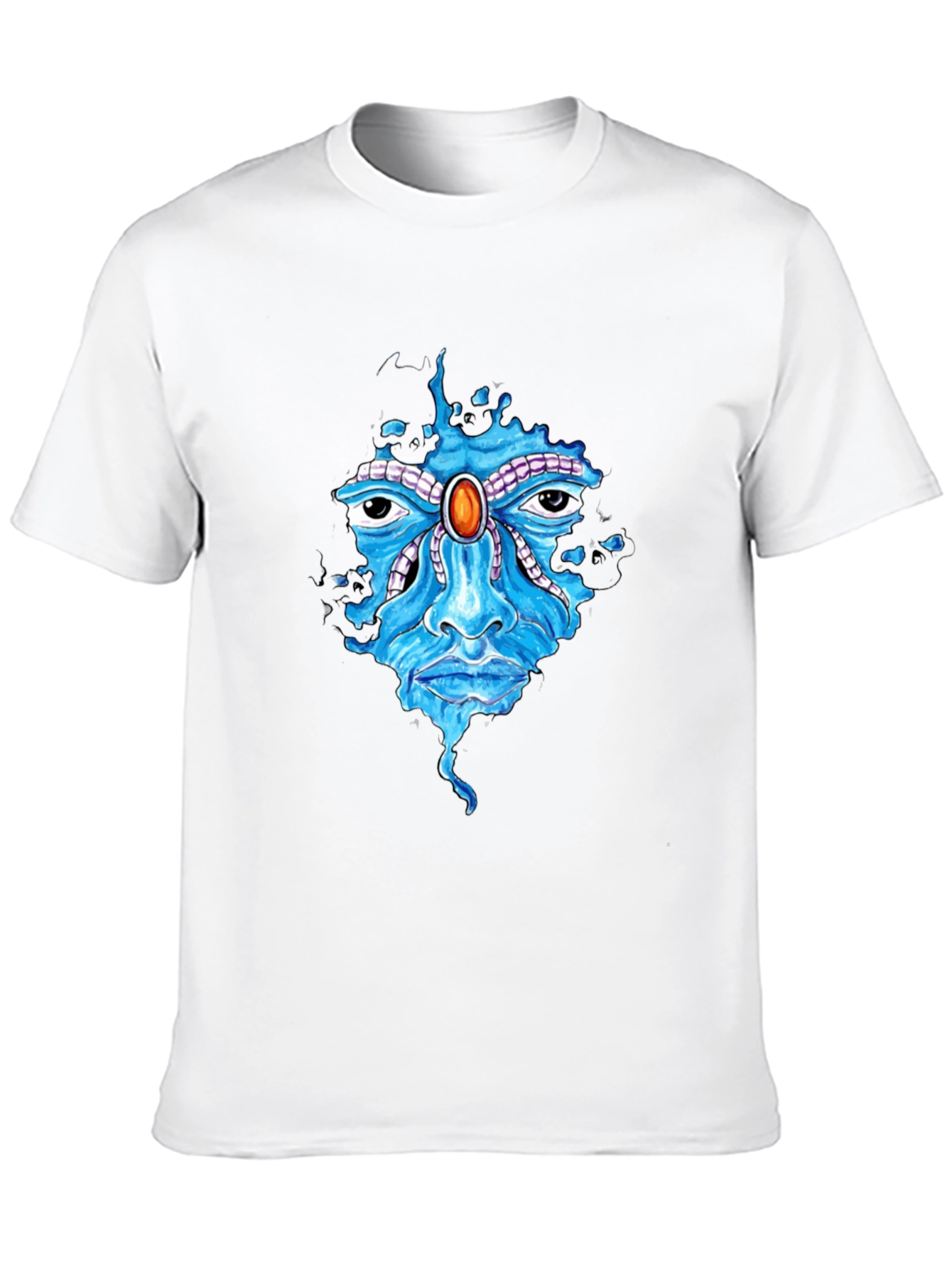Abstract Face Graphic Print Mens Black T-Shirt