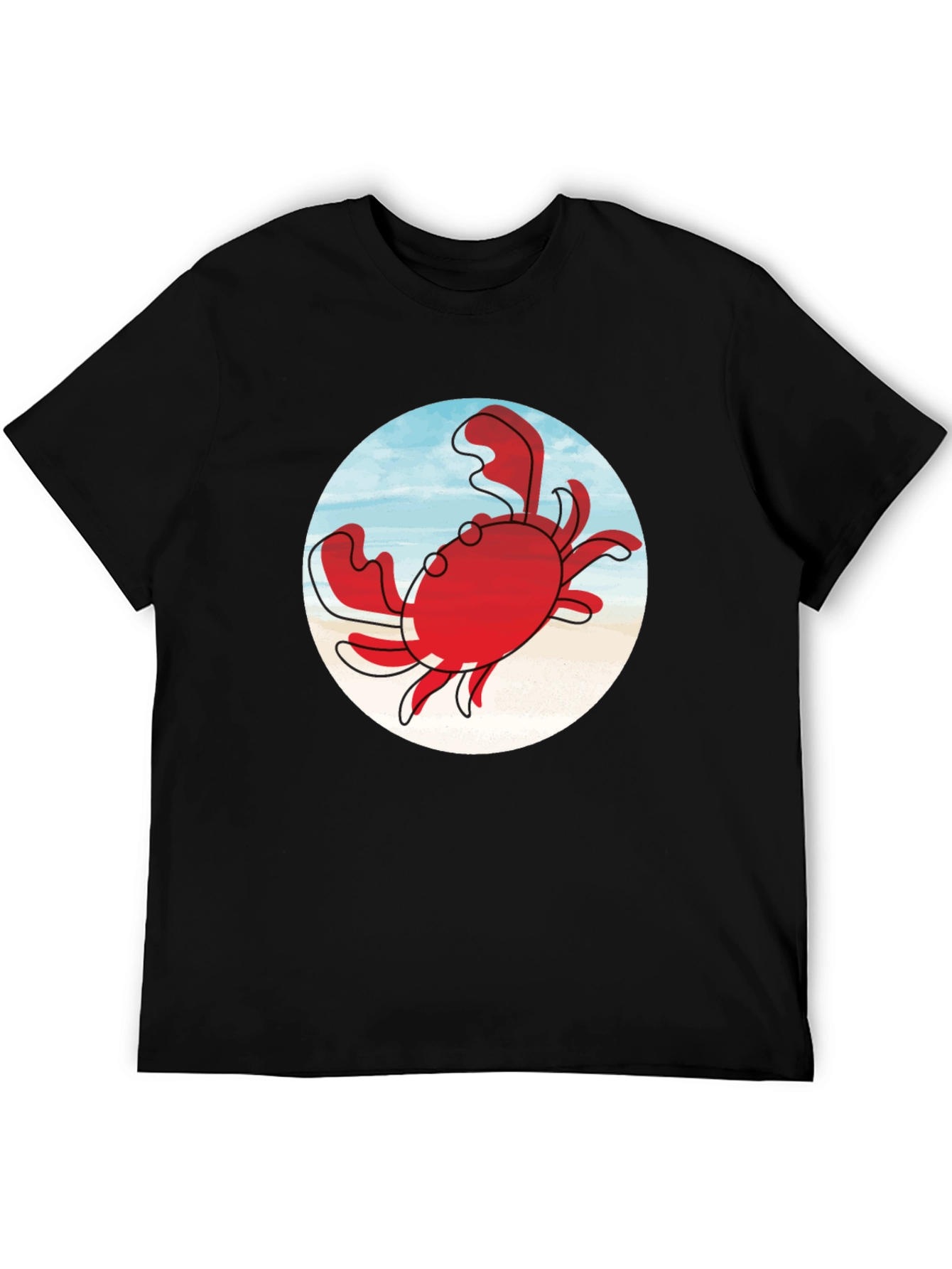 Crab Graphic Tee - Black Cotton Casual Shirt