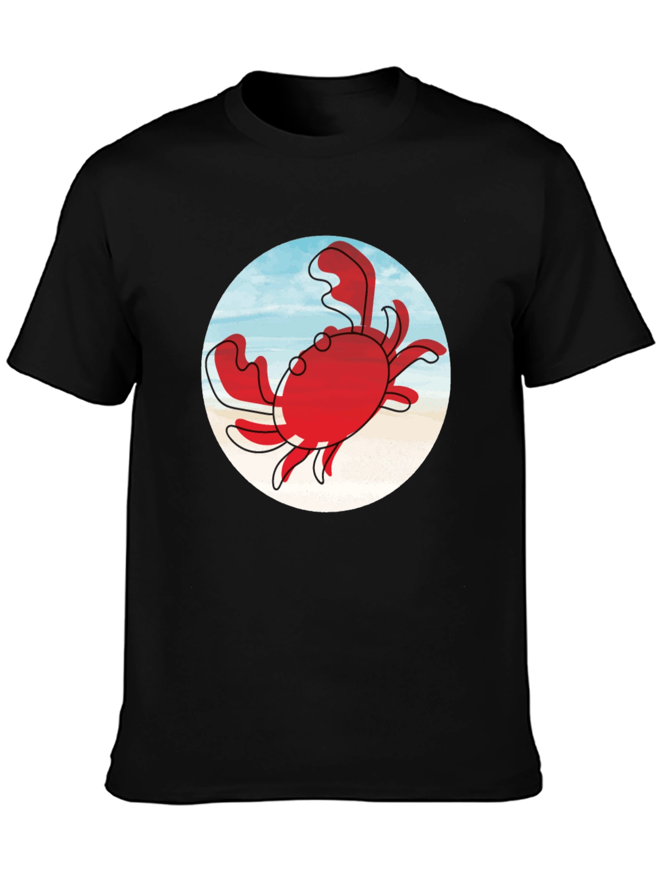 Crab Graphic Tee - Black Cotton Casual Shirt