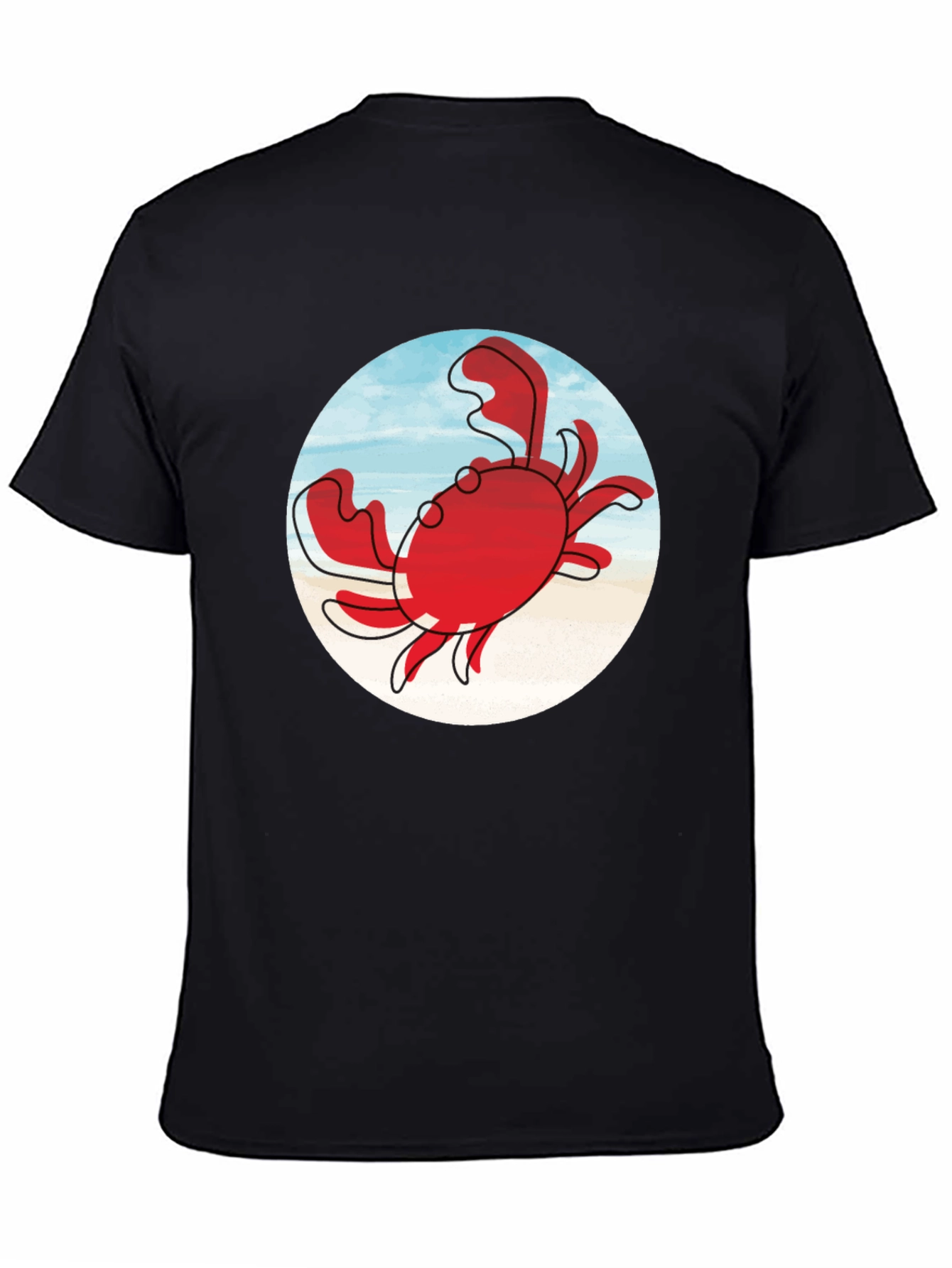 Crab Graphic Tee - Black Cotton Casual Shirt