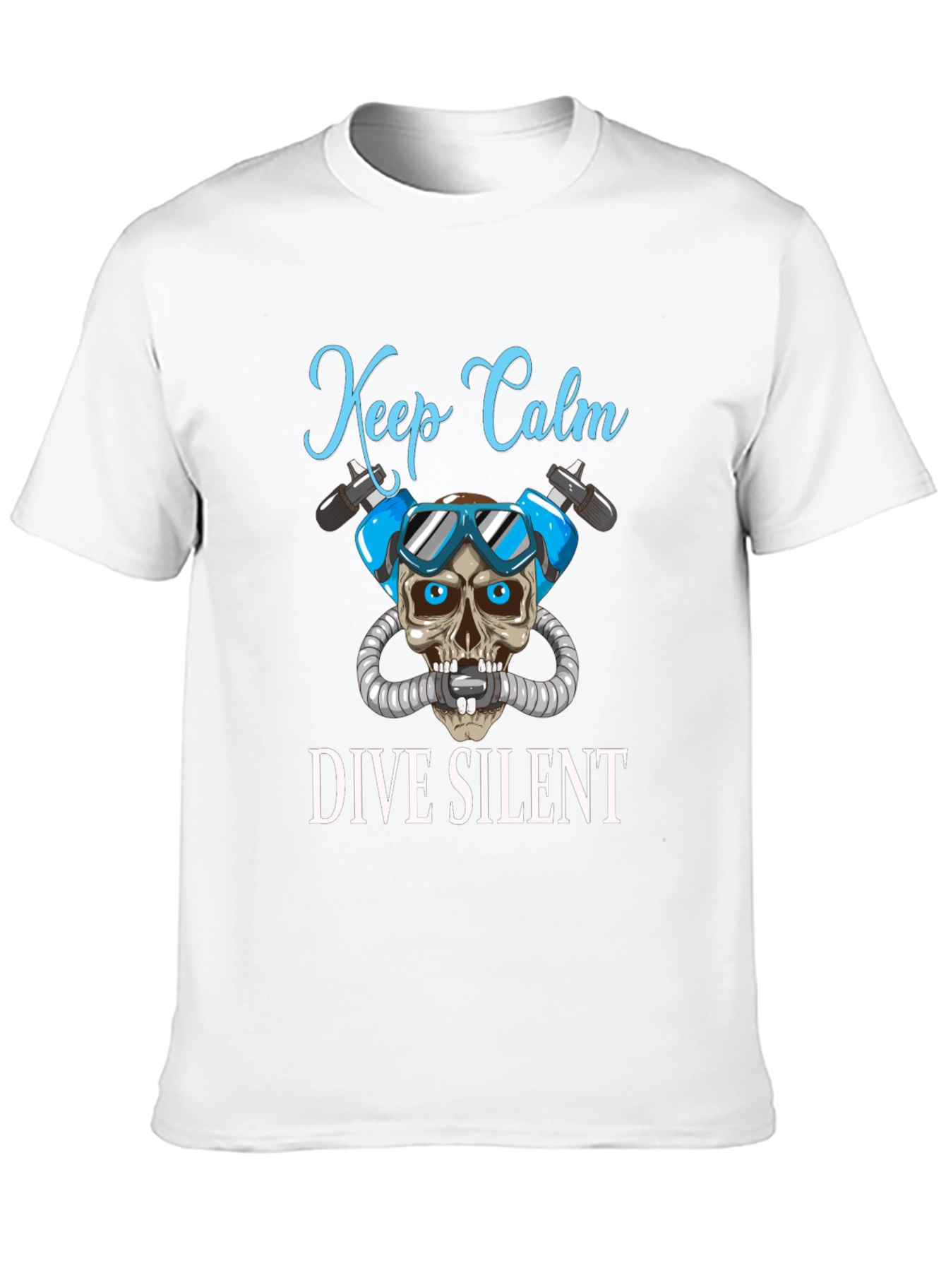 Keep Calm Dive Silent T-Shirt - Diver Skull Design