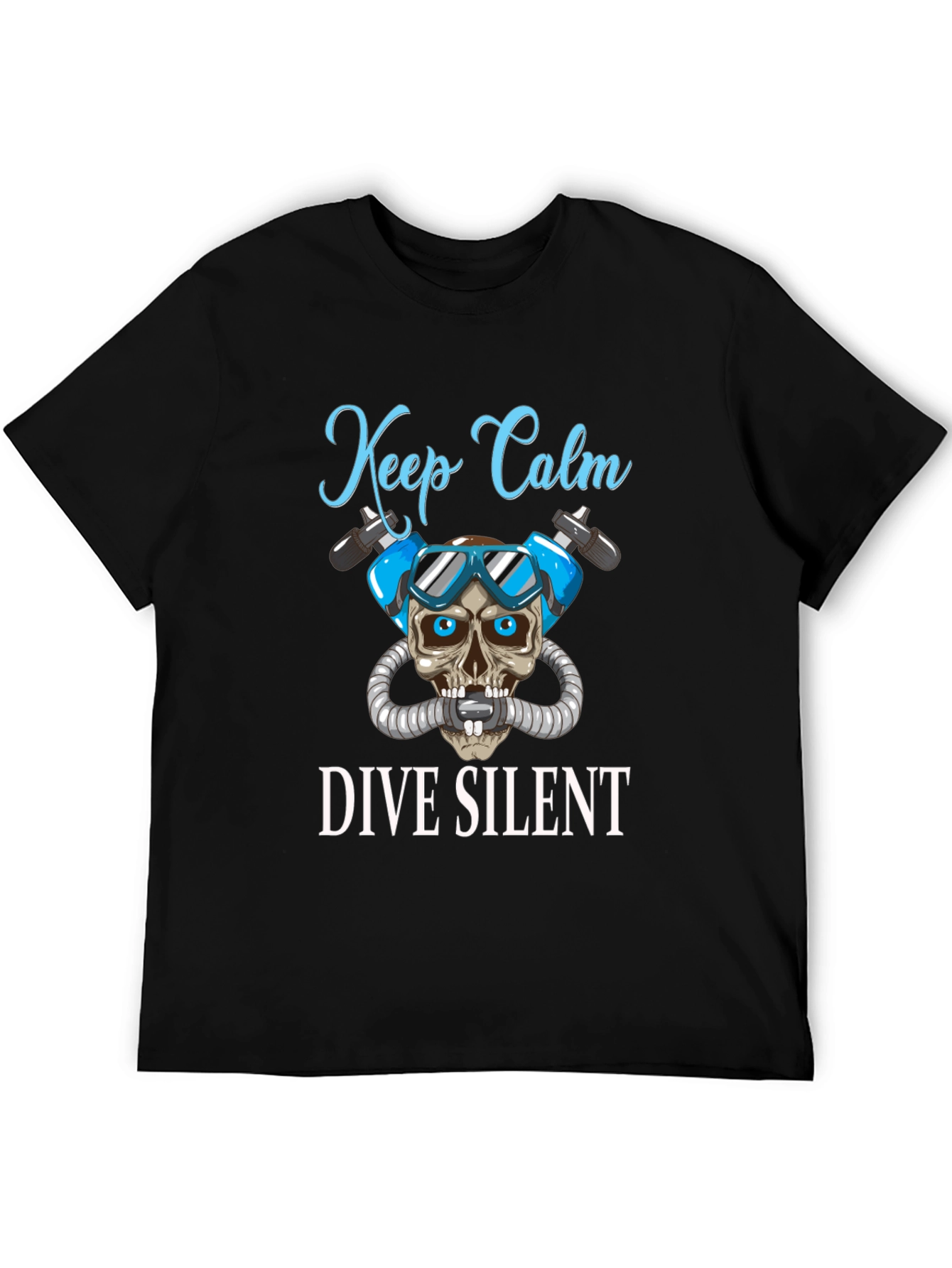 Keep Calm Dive Silent T-Shirt - Diver Skull Design