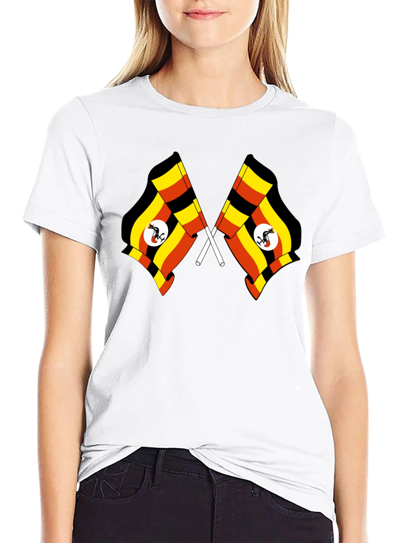 Uganda Flag T-Shirt - Cross Flags Design
