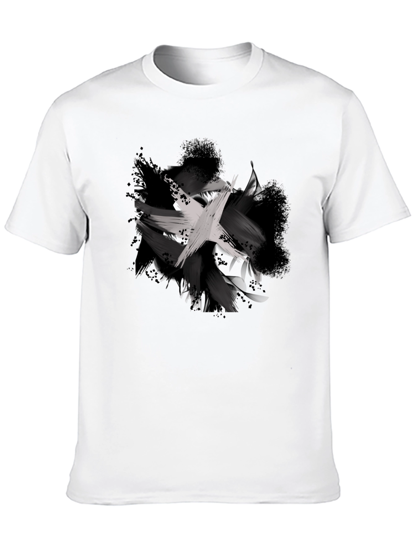 Abstract Brushstroke Graphic Black T-Shirt