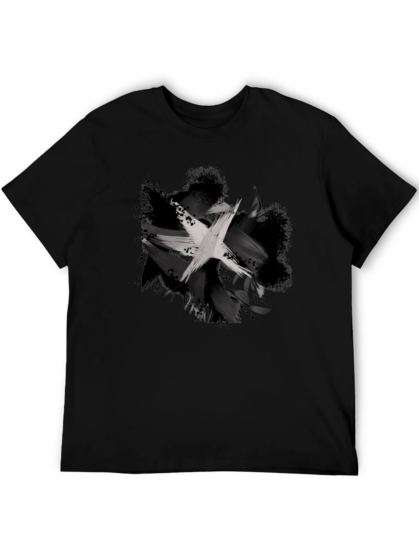 Abstract Brushstroke Graphic Black T-Shirt