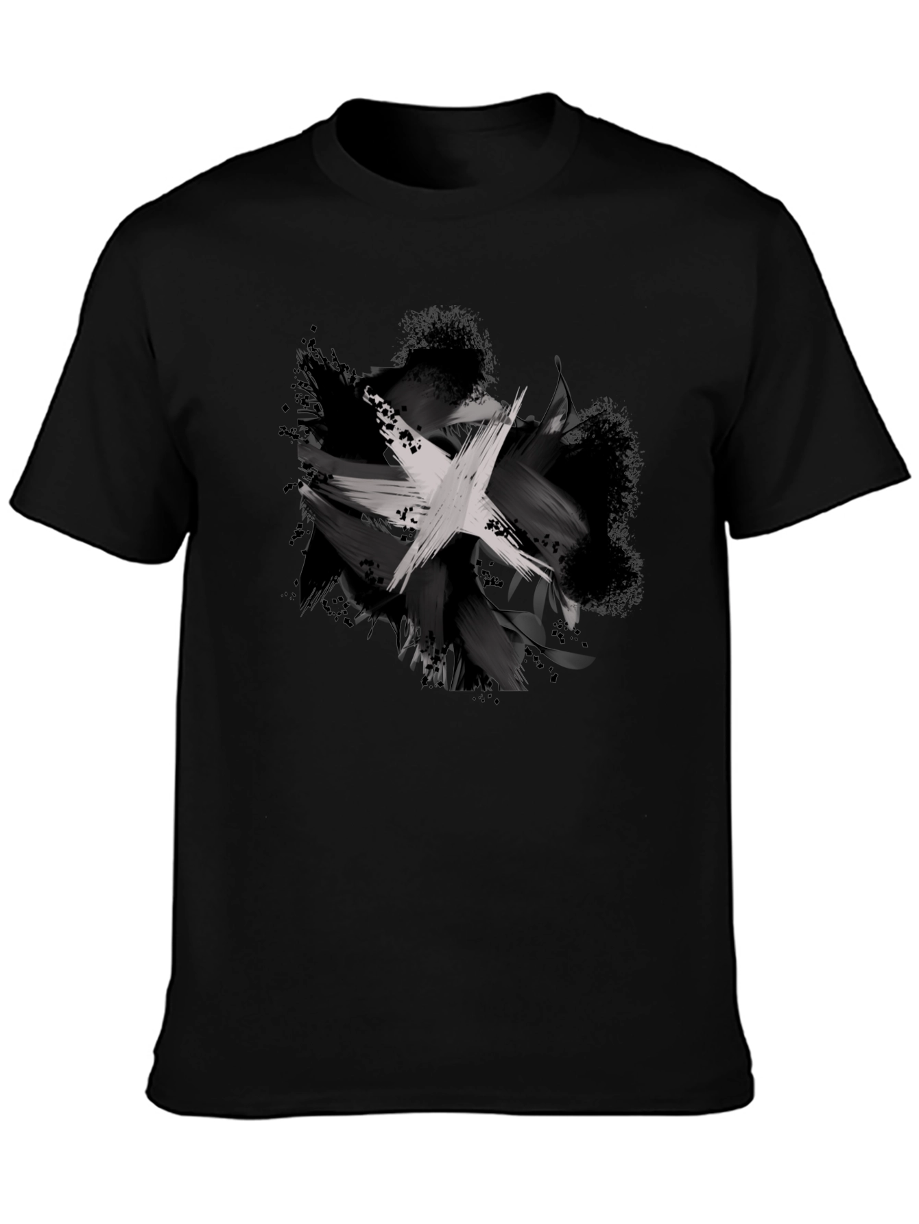 Abstract Brushstroke Graphic Black T-Shirt